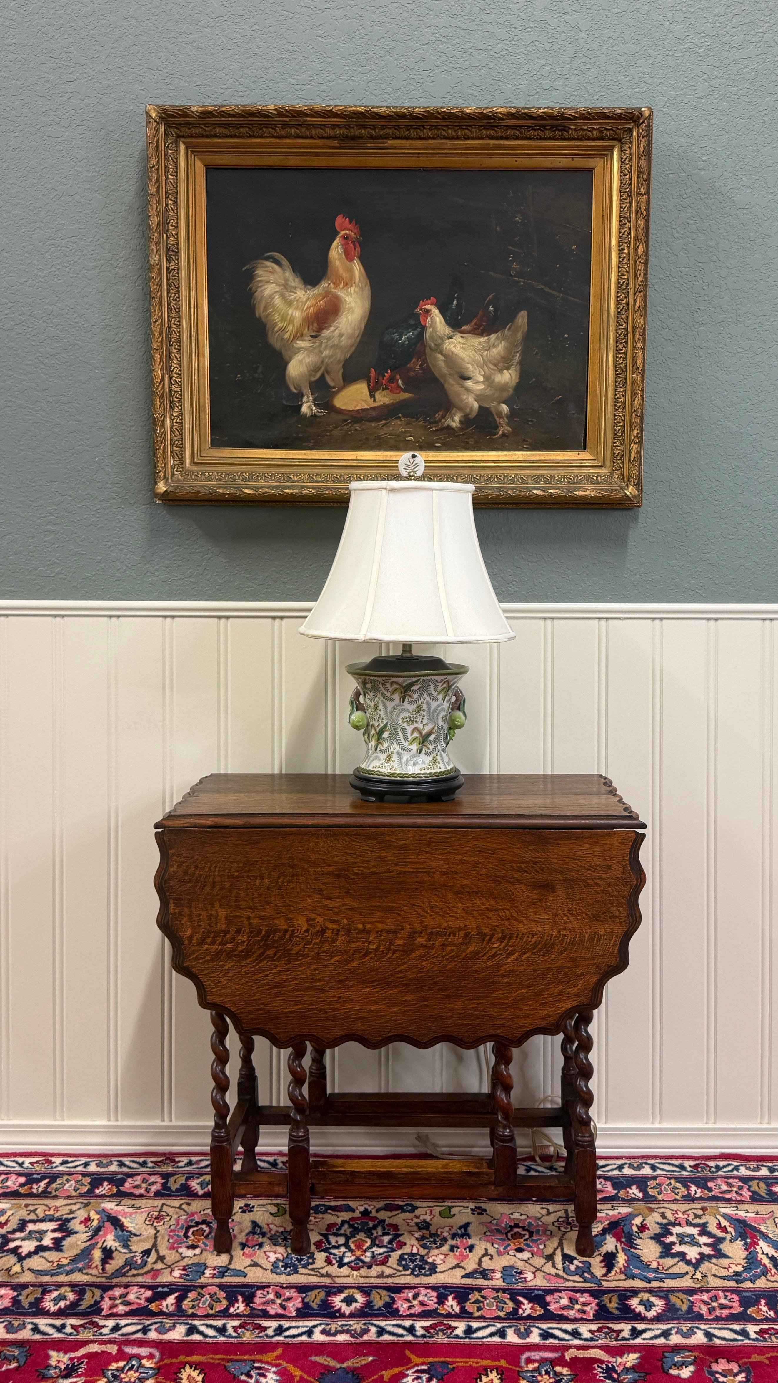 Antique English Table Drop Leaf Gateleg Pie Crust Top Barley Twist Oak c. 1930s For Sale 5