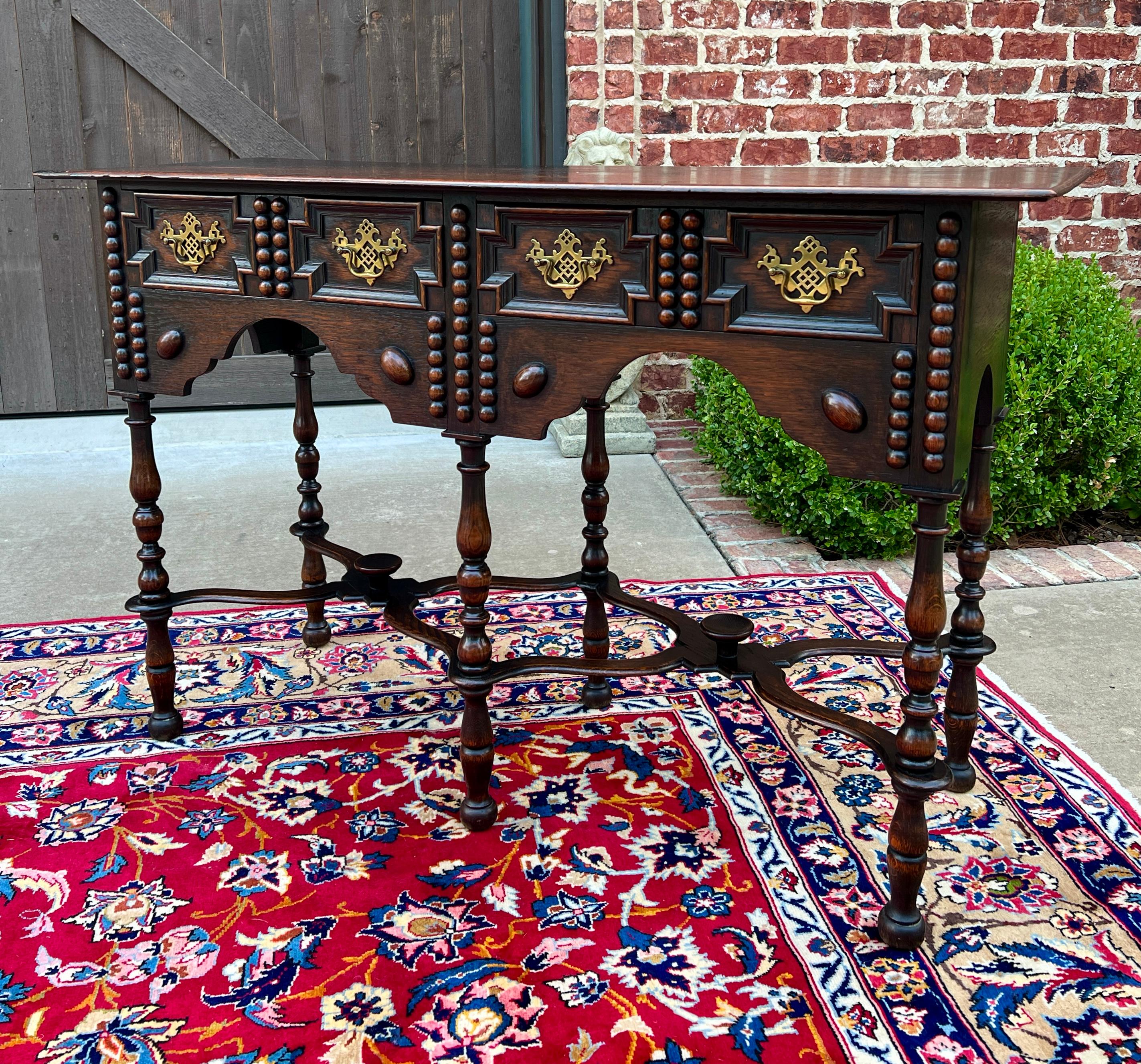Antique English Table Hall Entry Console Sofa Table Oak William & Mary c. 1900 For Sale 6
