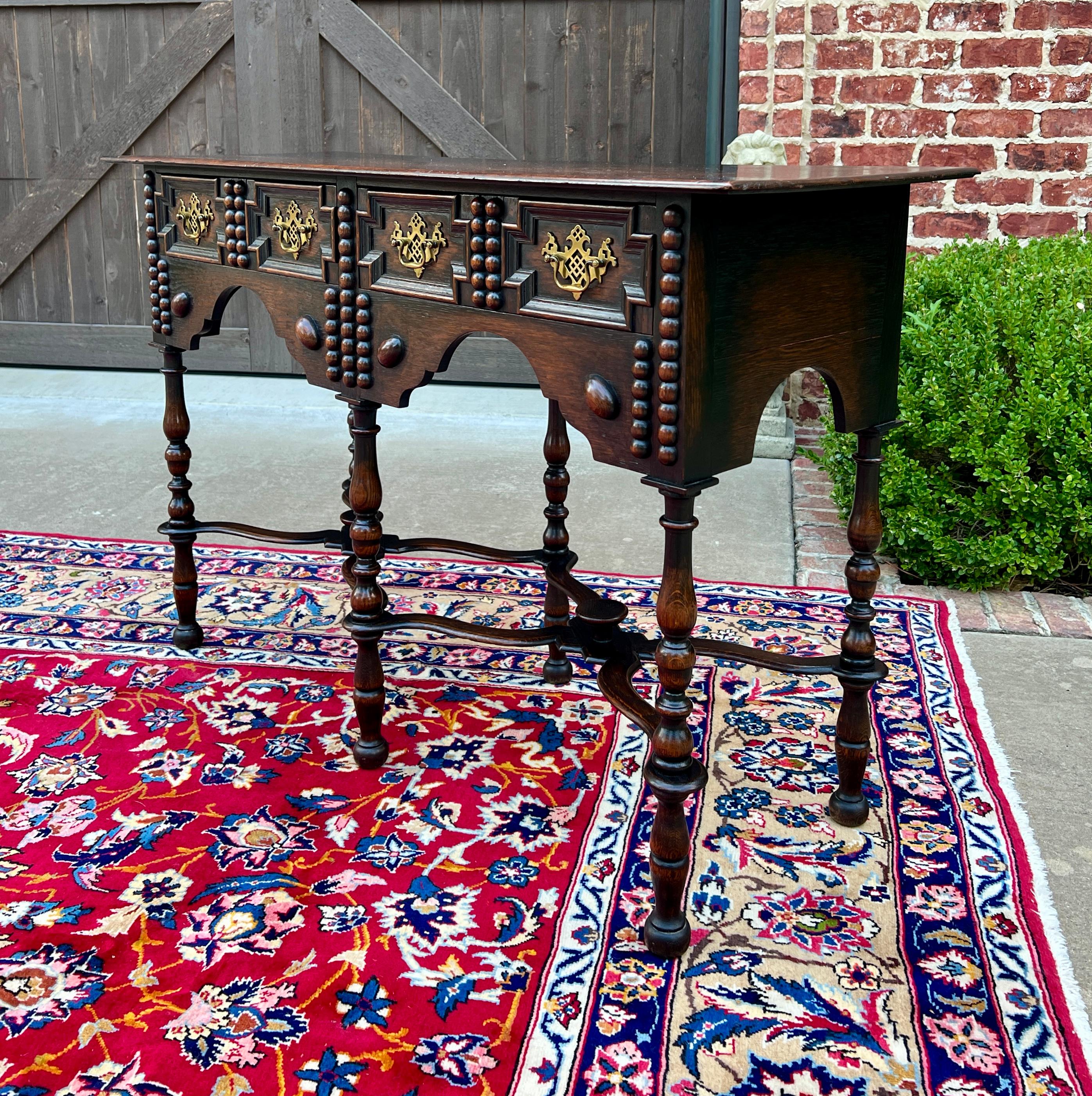 Antique English Table Hall Entry Console Sofa Table Oak William & Mary c. 1900 For Sale 11