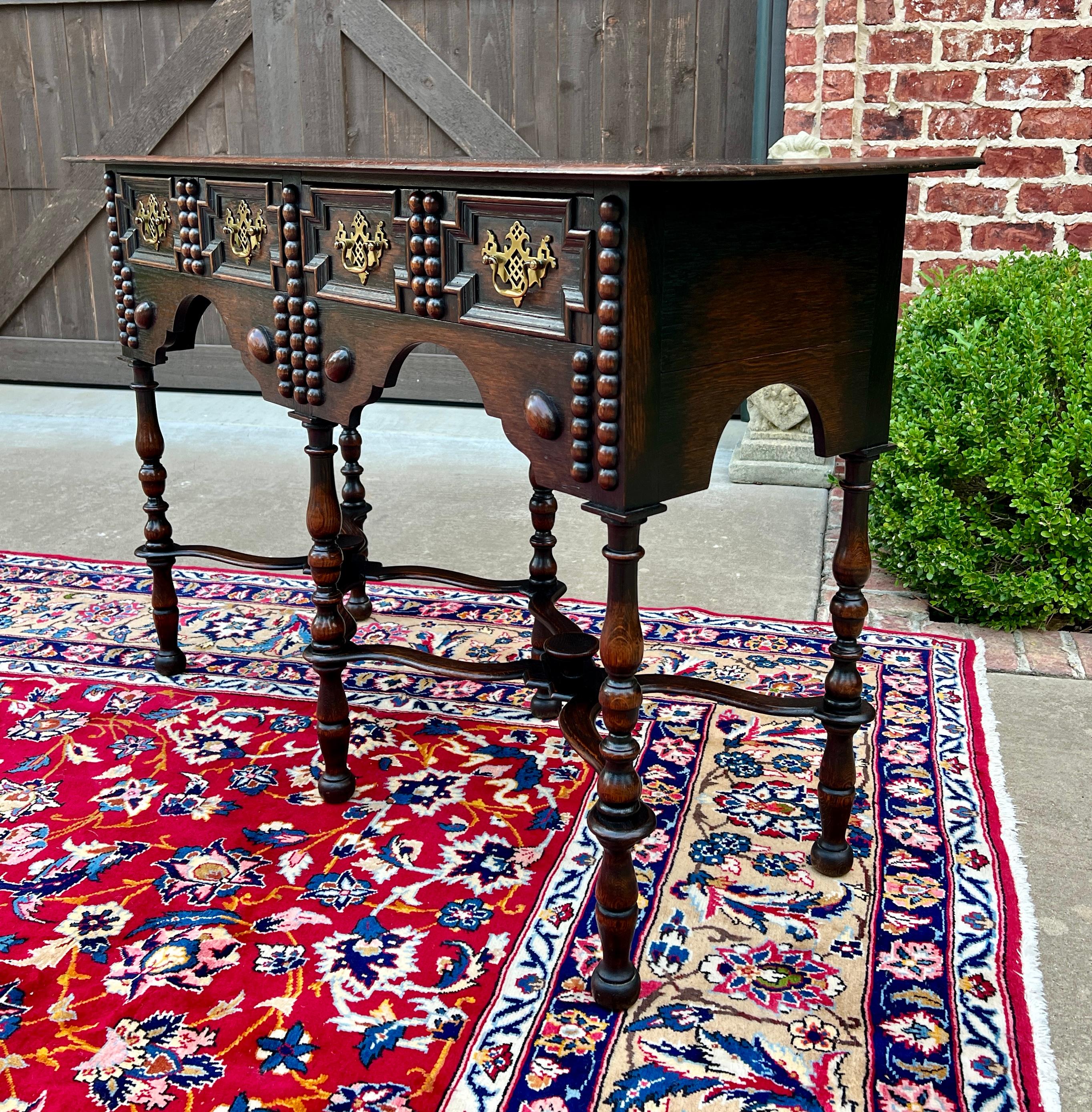 William and Mary Antique English Table Hall Entry Console Sofa Table Oak William & Mary c. 1900 For Sale