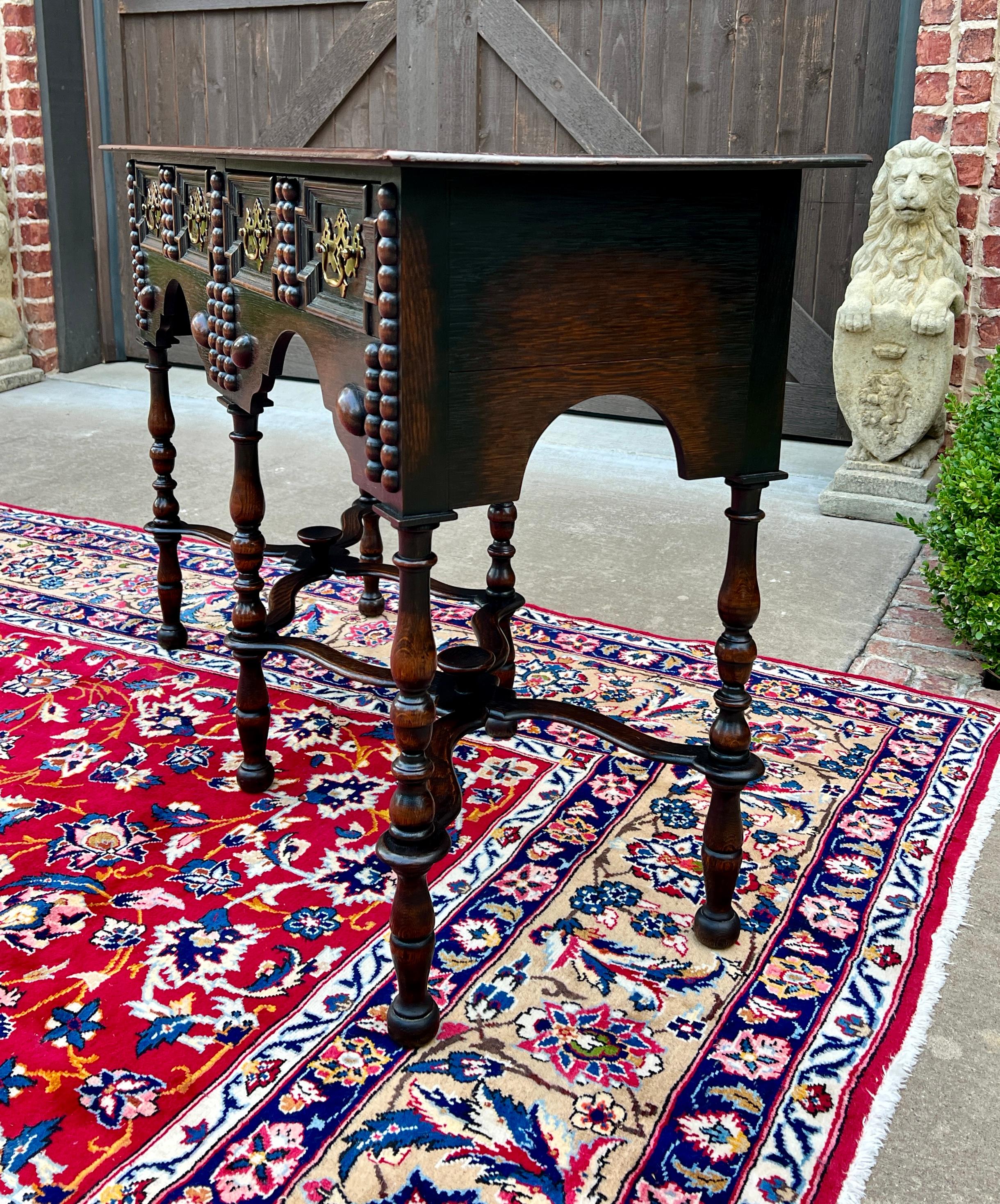 Carved Antique English Table Hall Entry Console Sofa Table Oak William & Mary c. 1900 For Sale