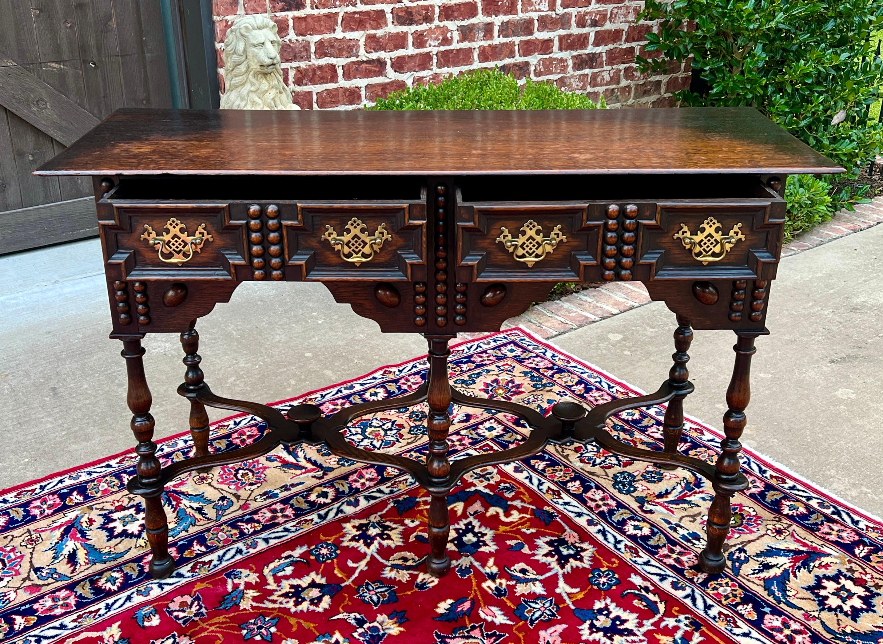 Antique English Table Hall Entry Console Sofa Table Oak William & Mary c. 1900 For Sale 1
