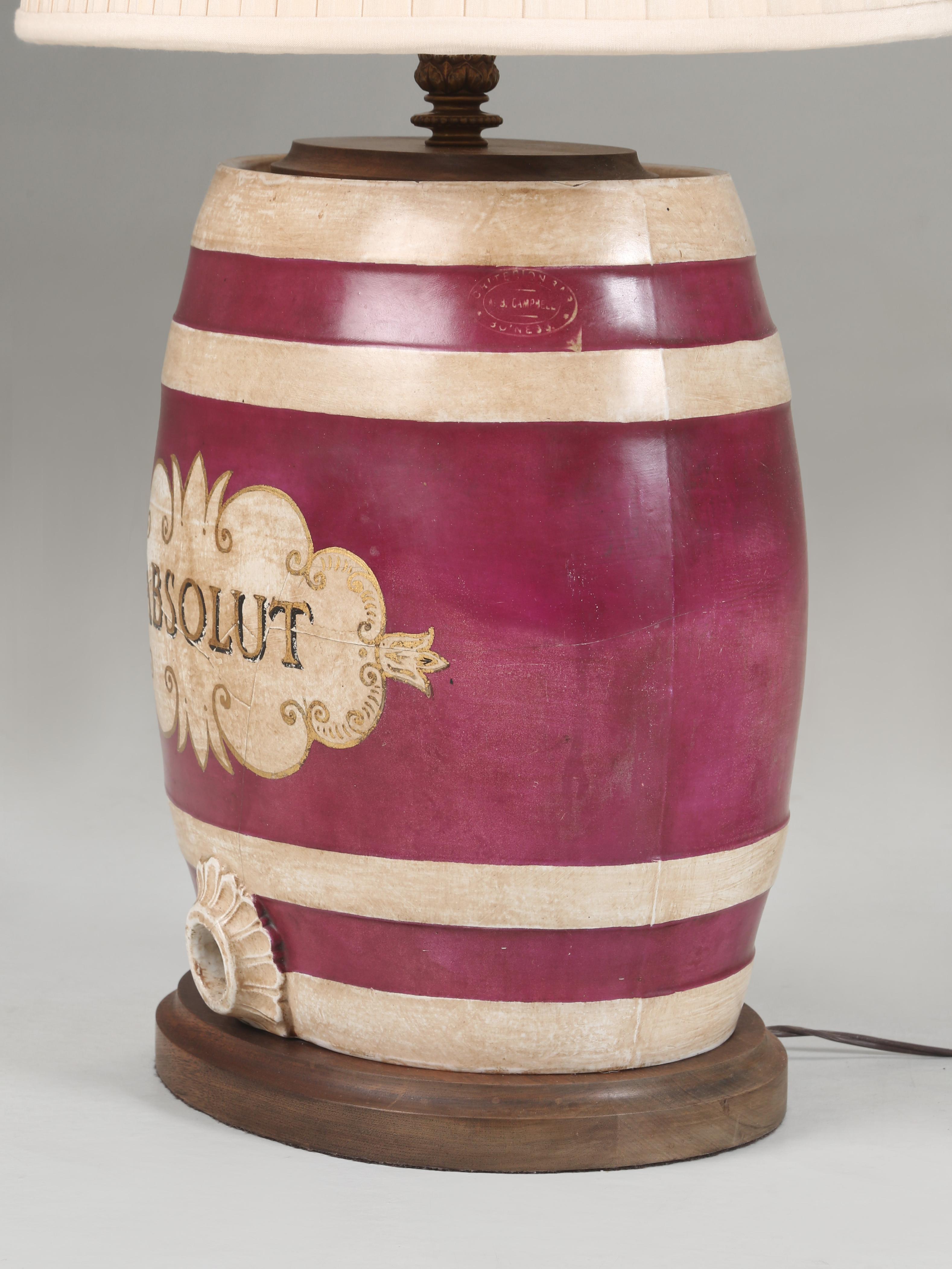 Antique English Table Lamp Converted from an Absolut Vodka Liquor Container In Good Condition For Sale In Chicago, IL