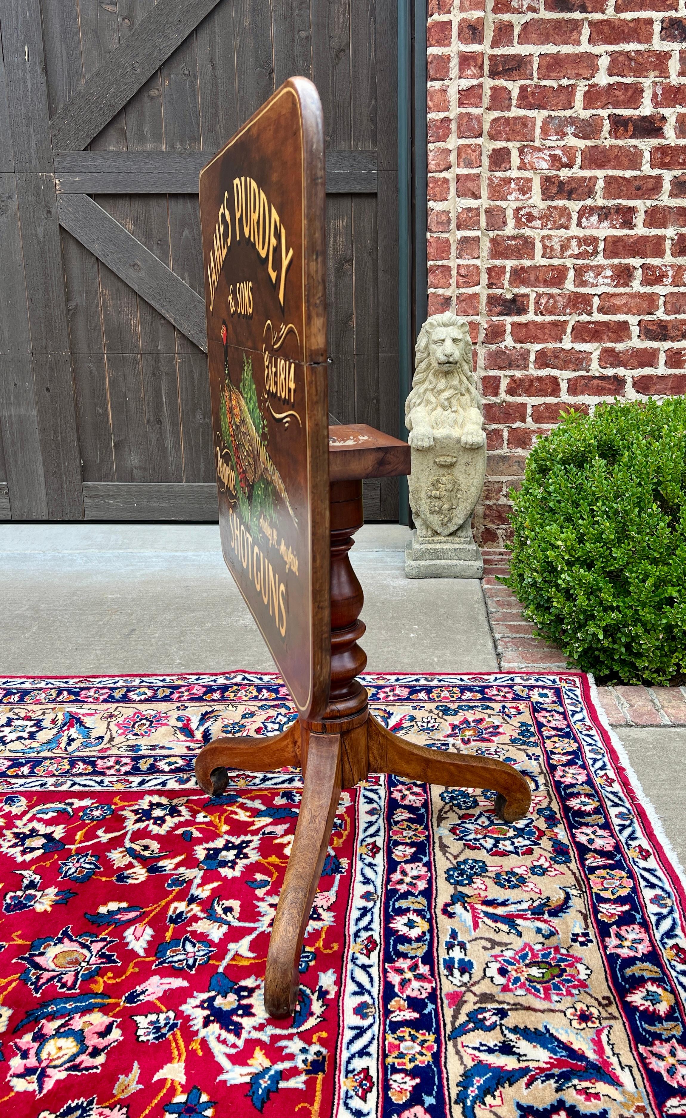 Antique English Table Pub Table Flip Top Table Oak James Purdey & Sons In Good Condition In Tyler, TX