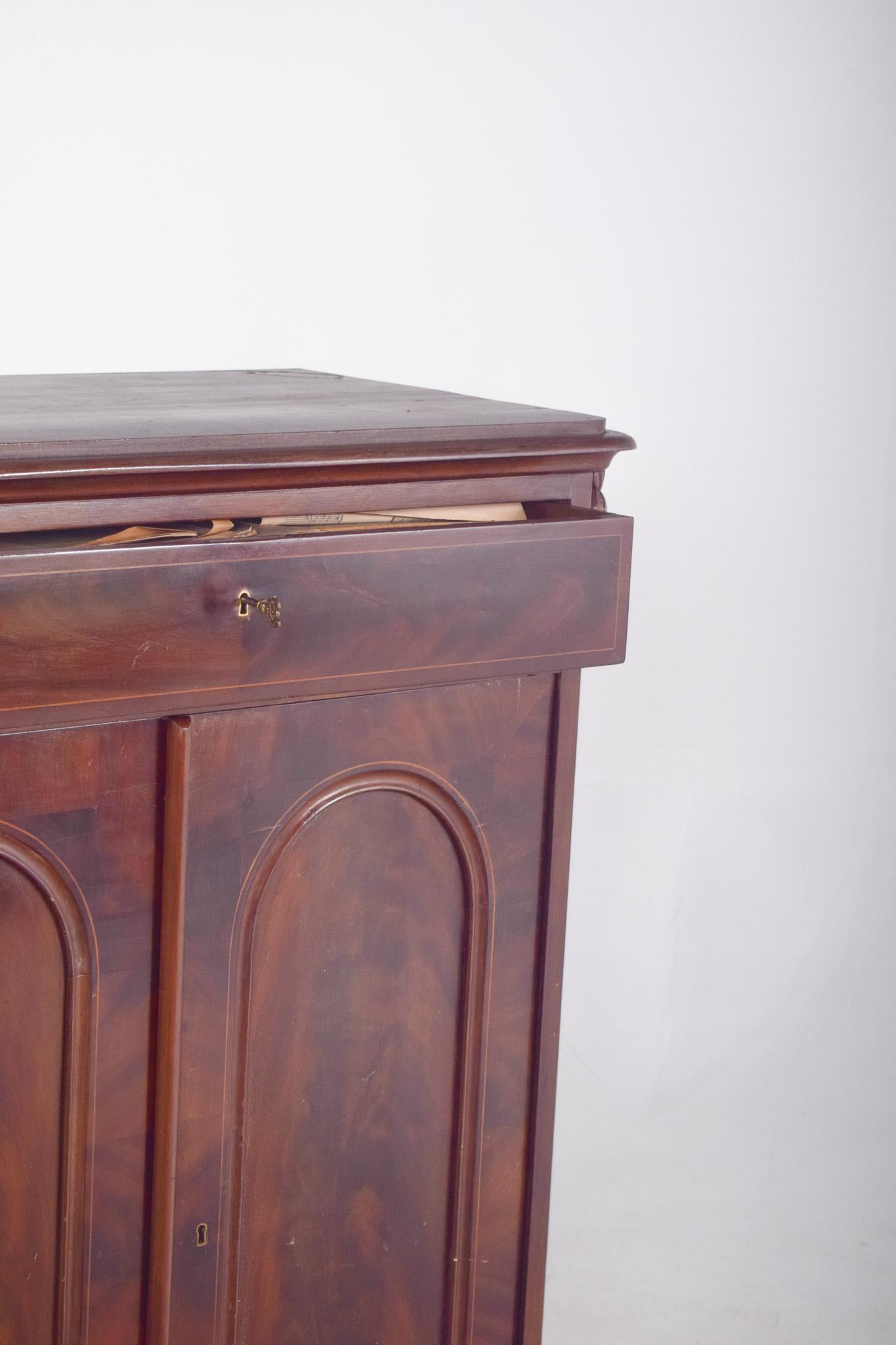 Wood Antique English Tall Cabinet For Sale