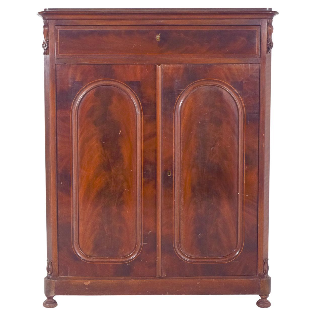 Antique English Tall Cabinet For Sale