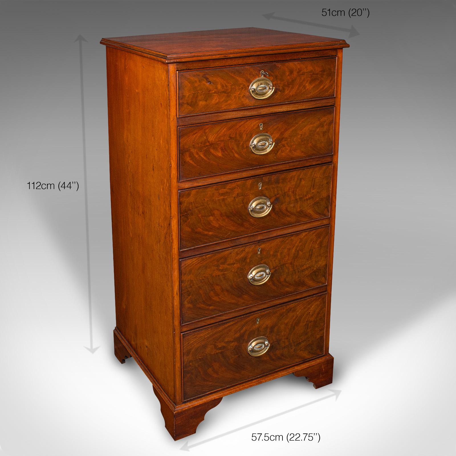 Antico cassettone inglese, cassettiera, noce vittoriano, fiamma, Circa 1850 in vendita 4