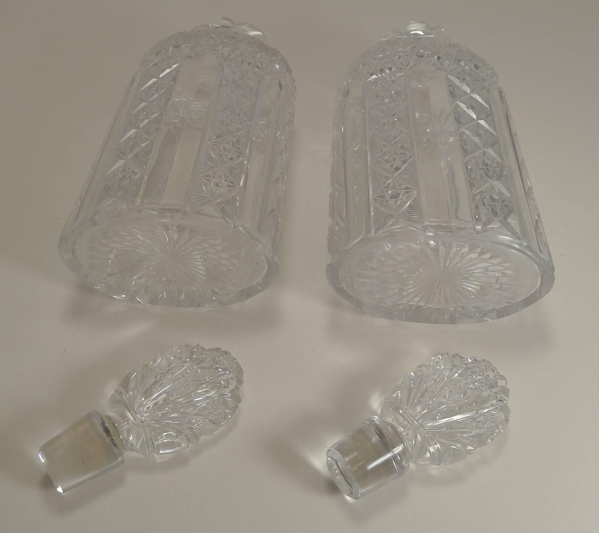 Antique English Tantalus Exceptional Cut Crystal Oval Decanters, circa 1890 4