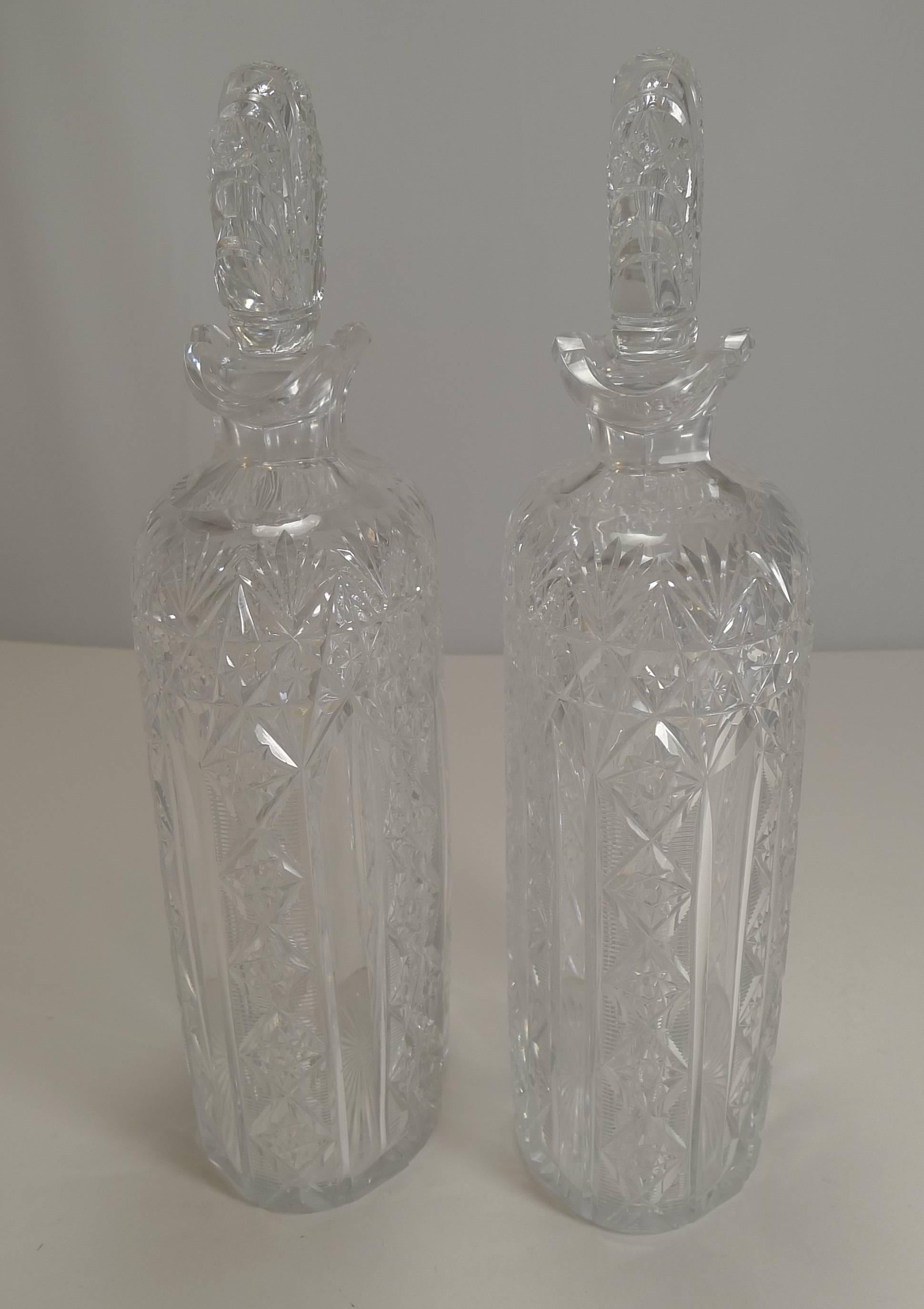 Antique English Tantalus Exceptional Cut Crystal Oval Decanters, circa 1890 3
