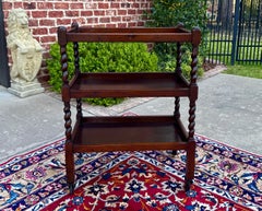 Antico carrello da tè inglese Carrello per pasticceria Barley Twist a 3 livelli in Oak, 1930 ca.