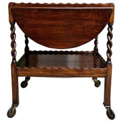 Antiguo carro de té inglés Carro de bebidas Mesa de hojas abatibles Barley Twist Dumbwaiter