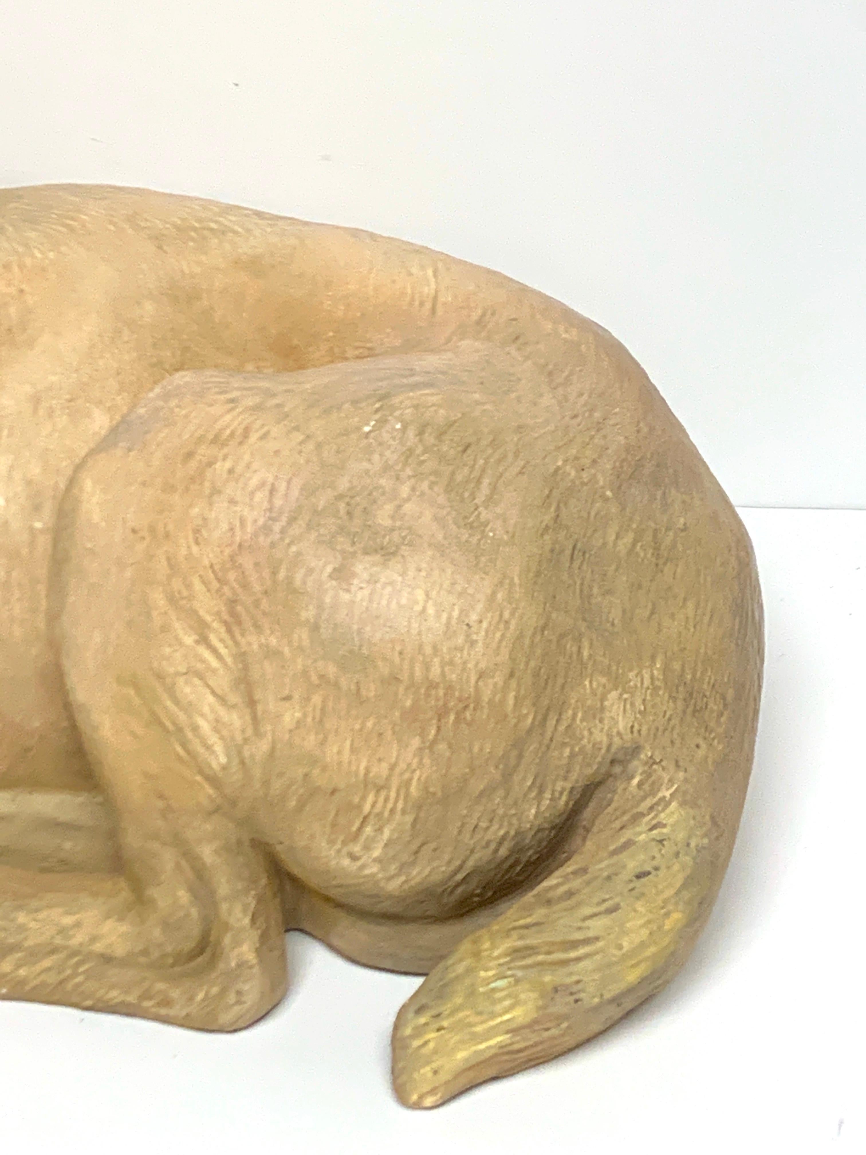 High Victorian Antique English Terracotta Recumbent Pug Dog For Sale