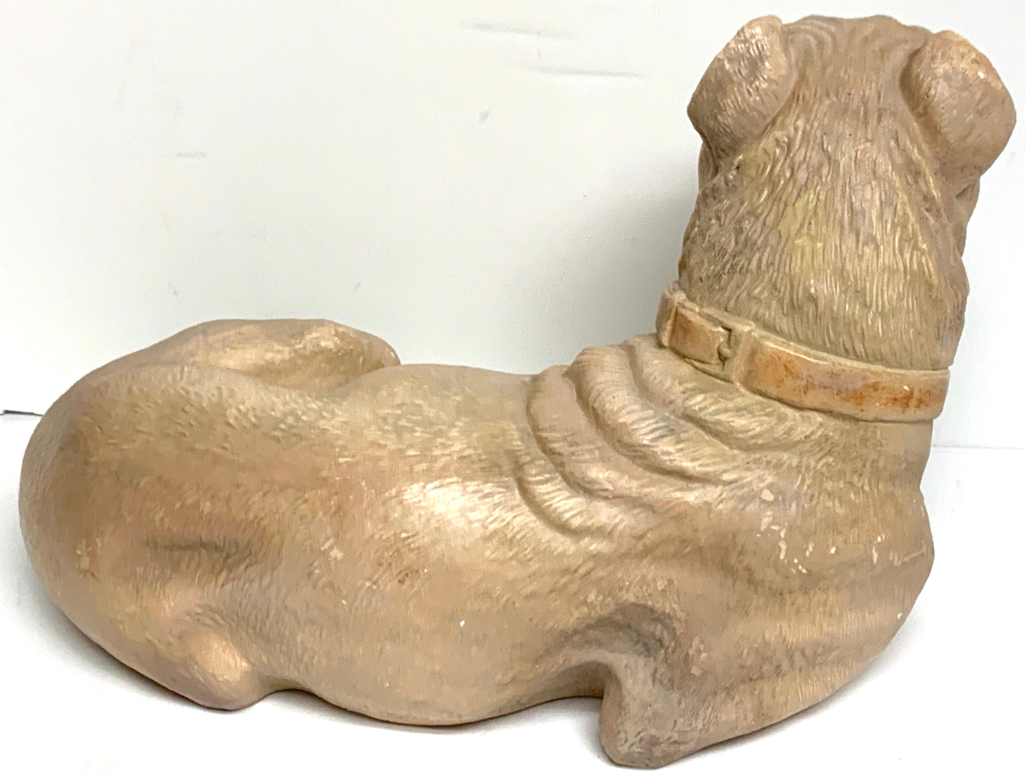 19th Century Antique English Terracotta Recumbent Pug Dog For Sale