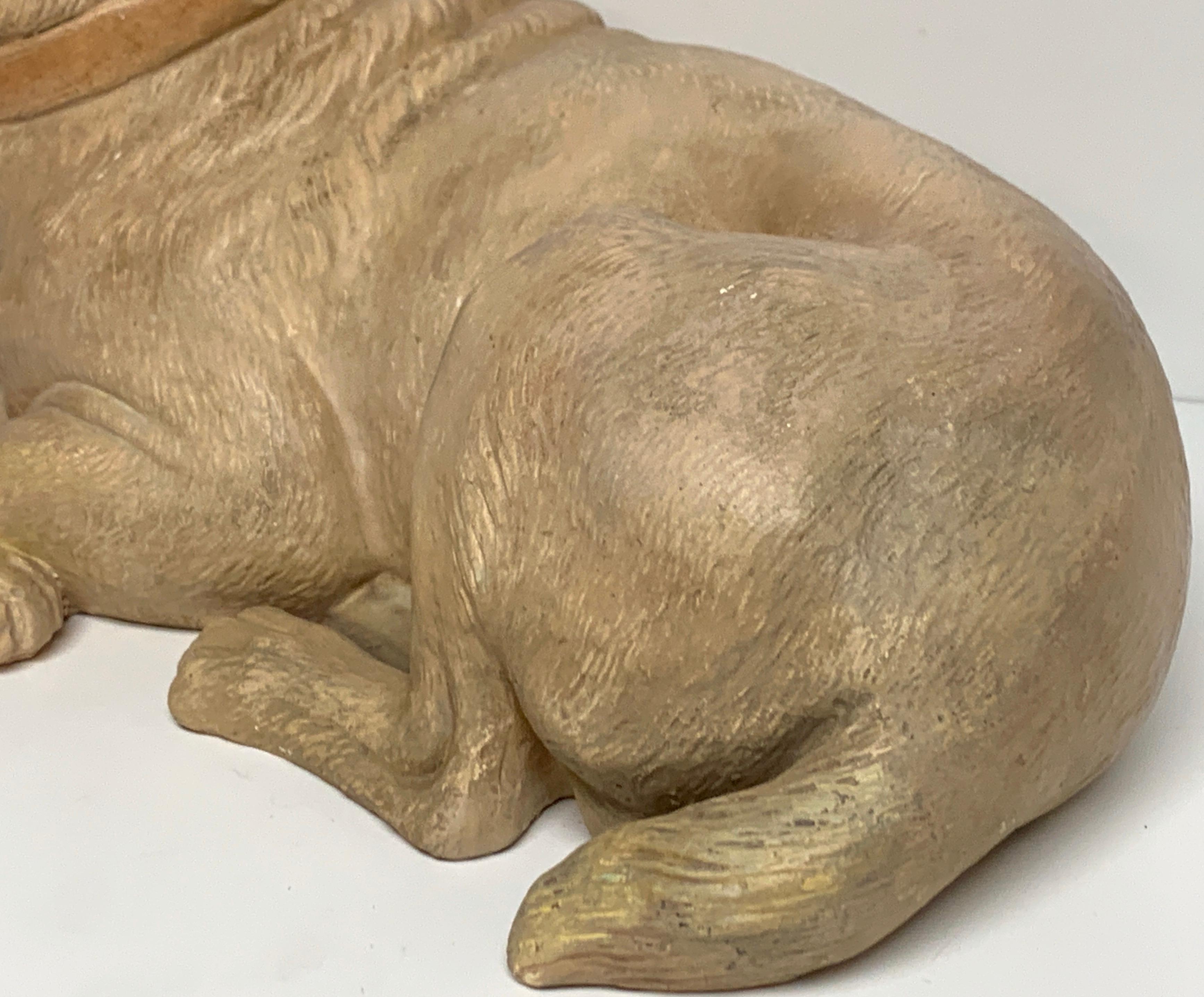 Antique English Terracotta Recumbent Pug Dog For Sale 1
