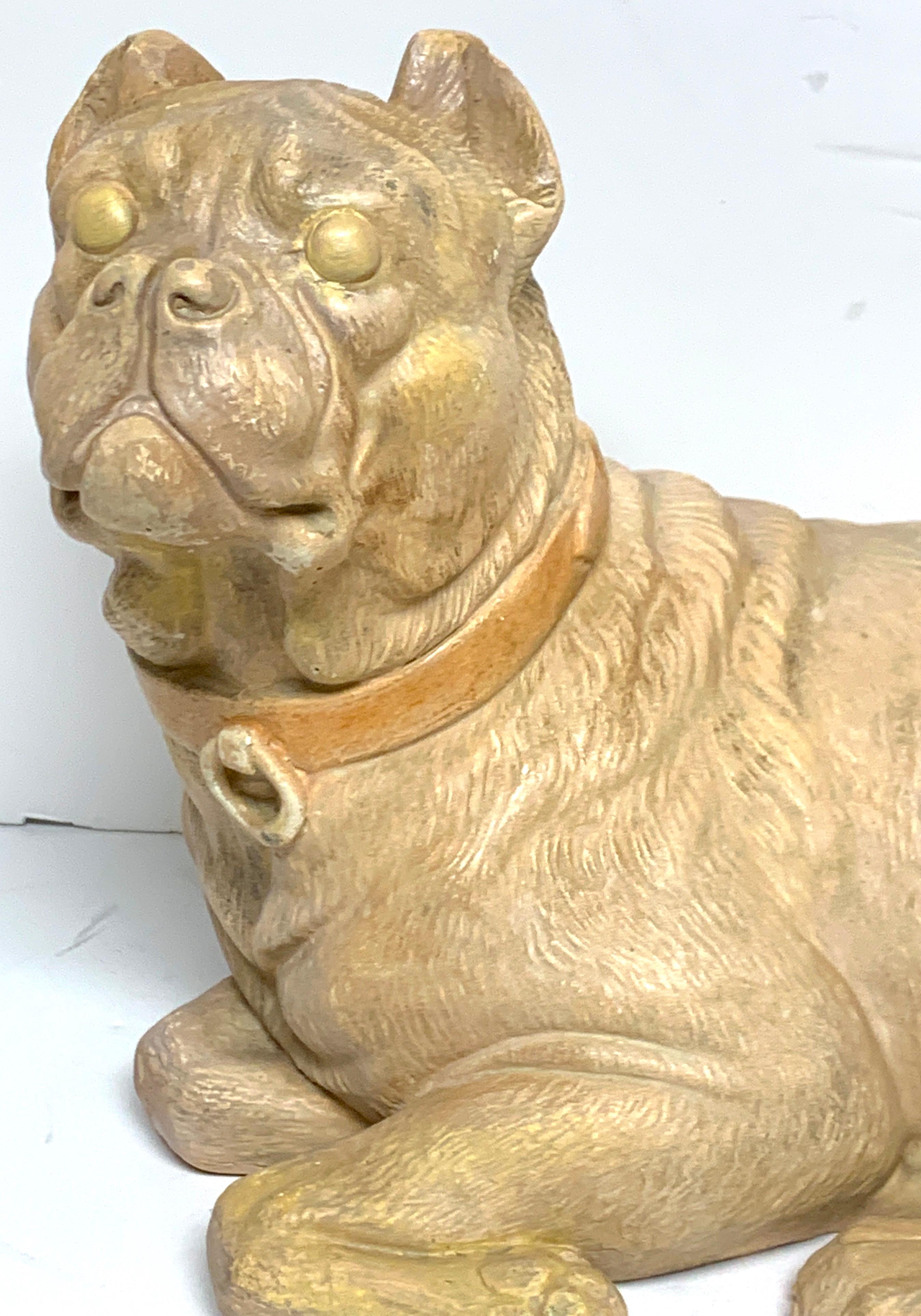 Antique English Terracotta Recumbent Pug Dog For Sale 2