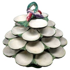 Antique English Thomas Minton Majolica Porcelain Revolving 4 Tier Oyster Server