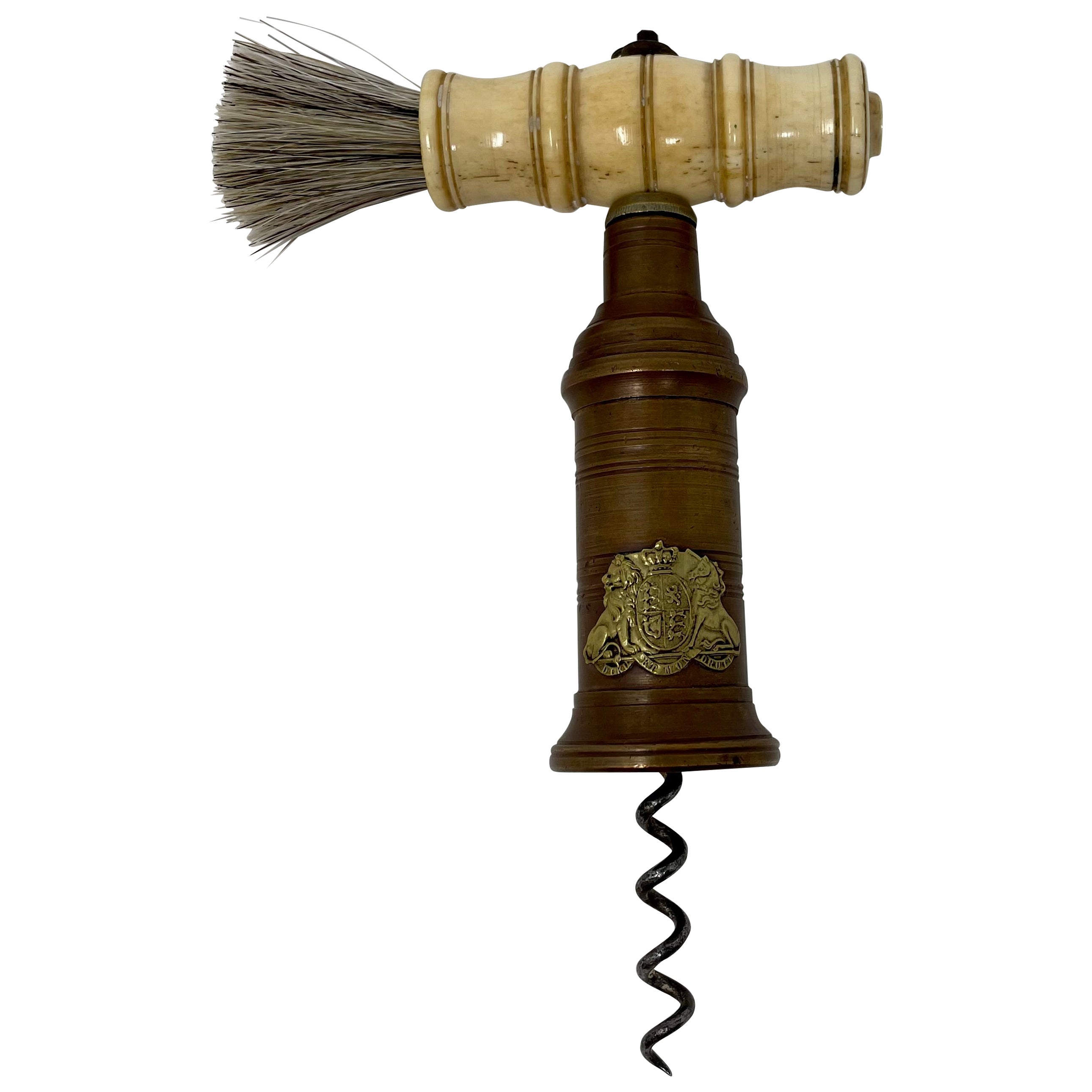 Cheminée anglaise ancienne Thomason à poignée en os de bœuf avec pince à Worm c. 1870-1880