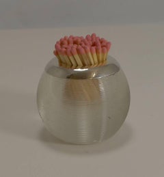 Antique English Threaded Glass and Sterling Silver Match Strike