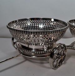 Antique English Three Bottle Silver Plated Wine Coaster