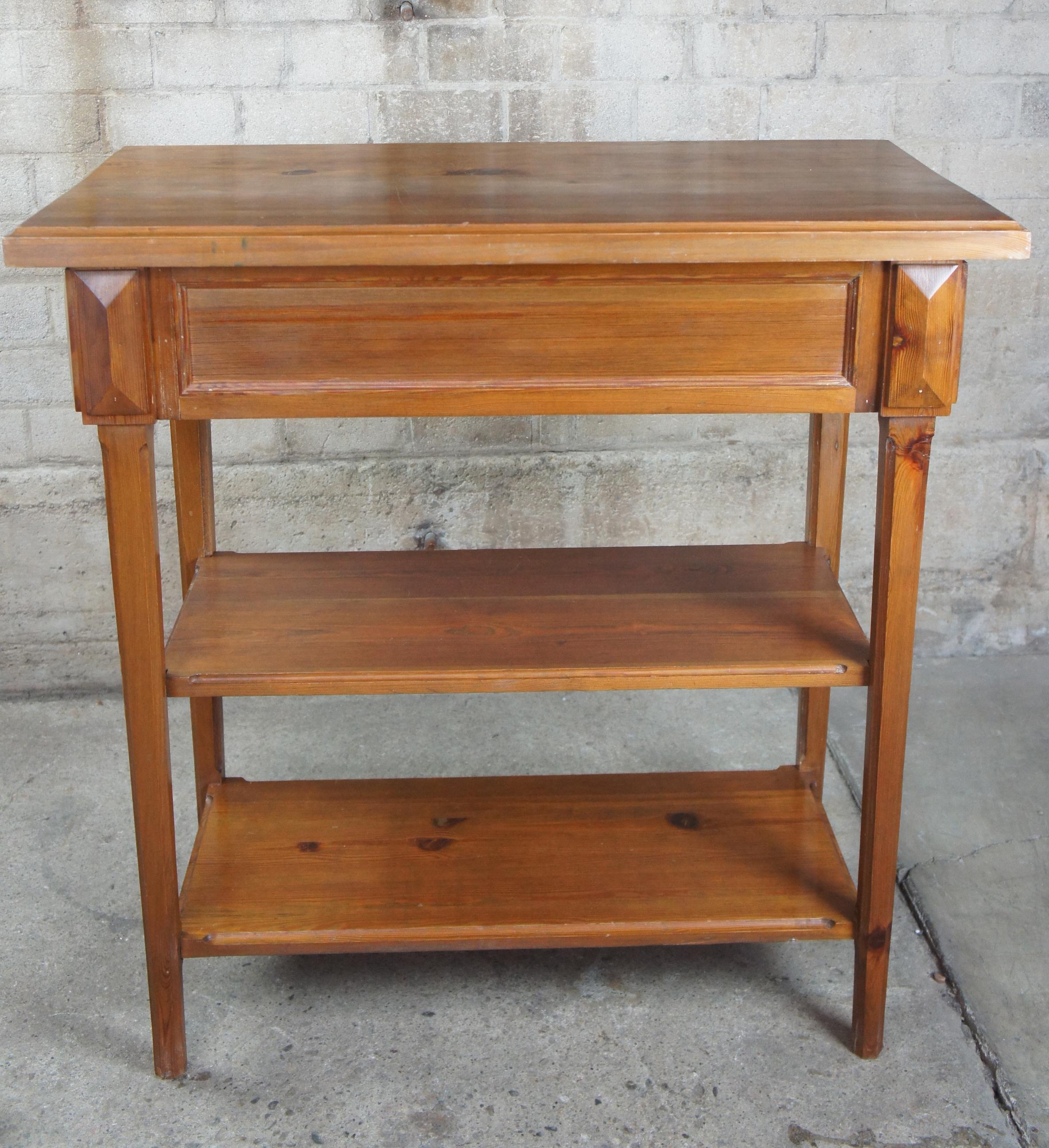 Antique English Tiered Rustic Pine Console Table Library Desk 5