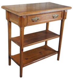 Antique English Tiered Rustic Pine Console Table Library Desk