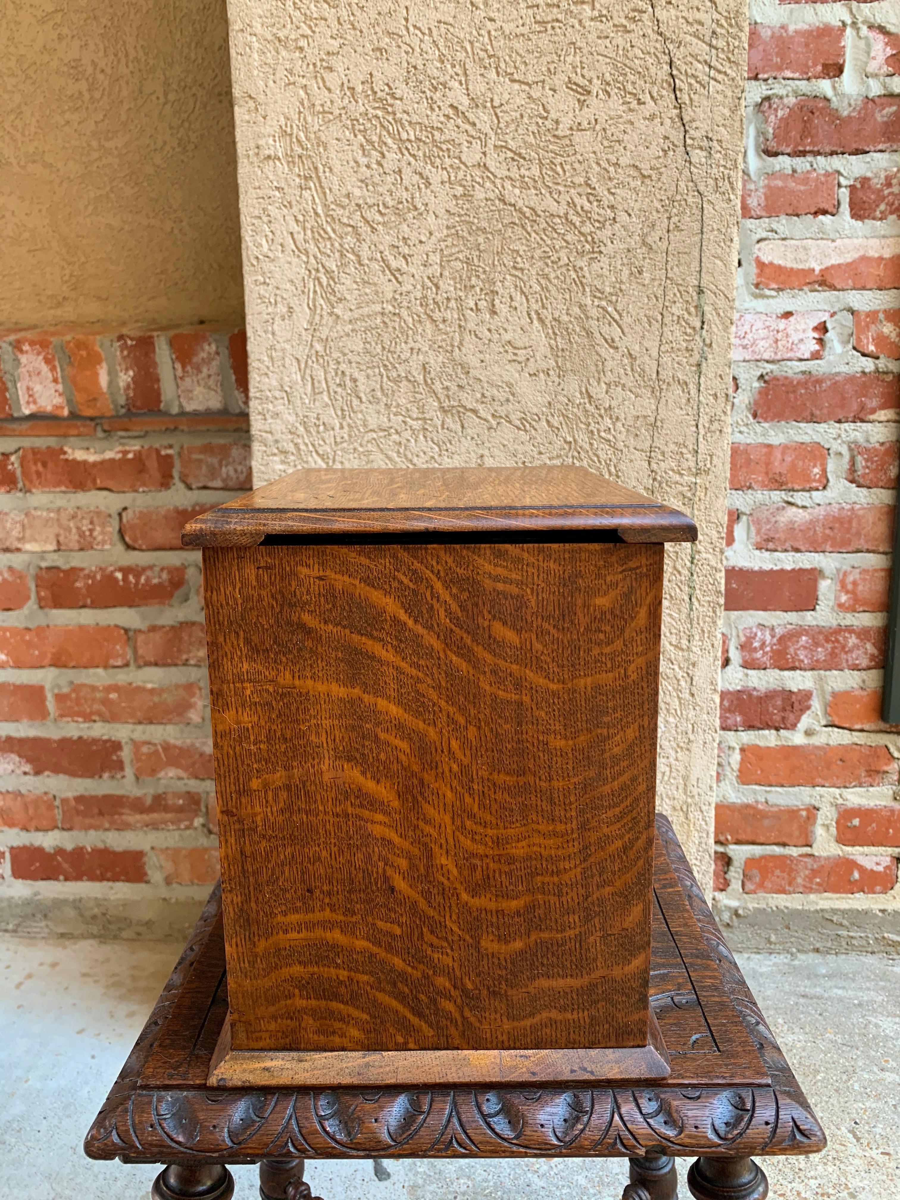 Antique English Tiger Oak Pipe Smoke Cabinet Card Game Box Humidor Double Door 4
