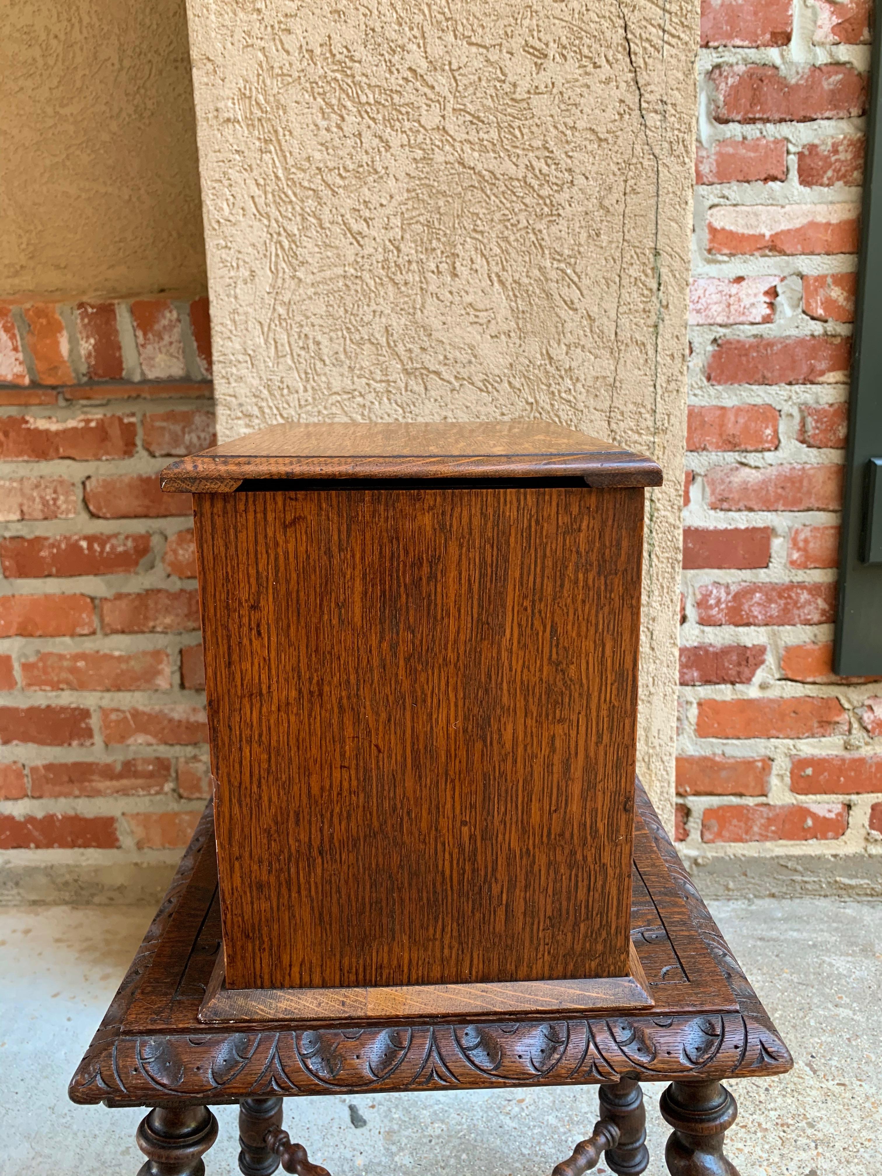 Antique English Tiger Oak Pipe Smoke Cabinet Card Game Box Humidor Double Door 5