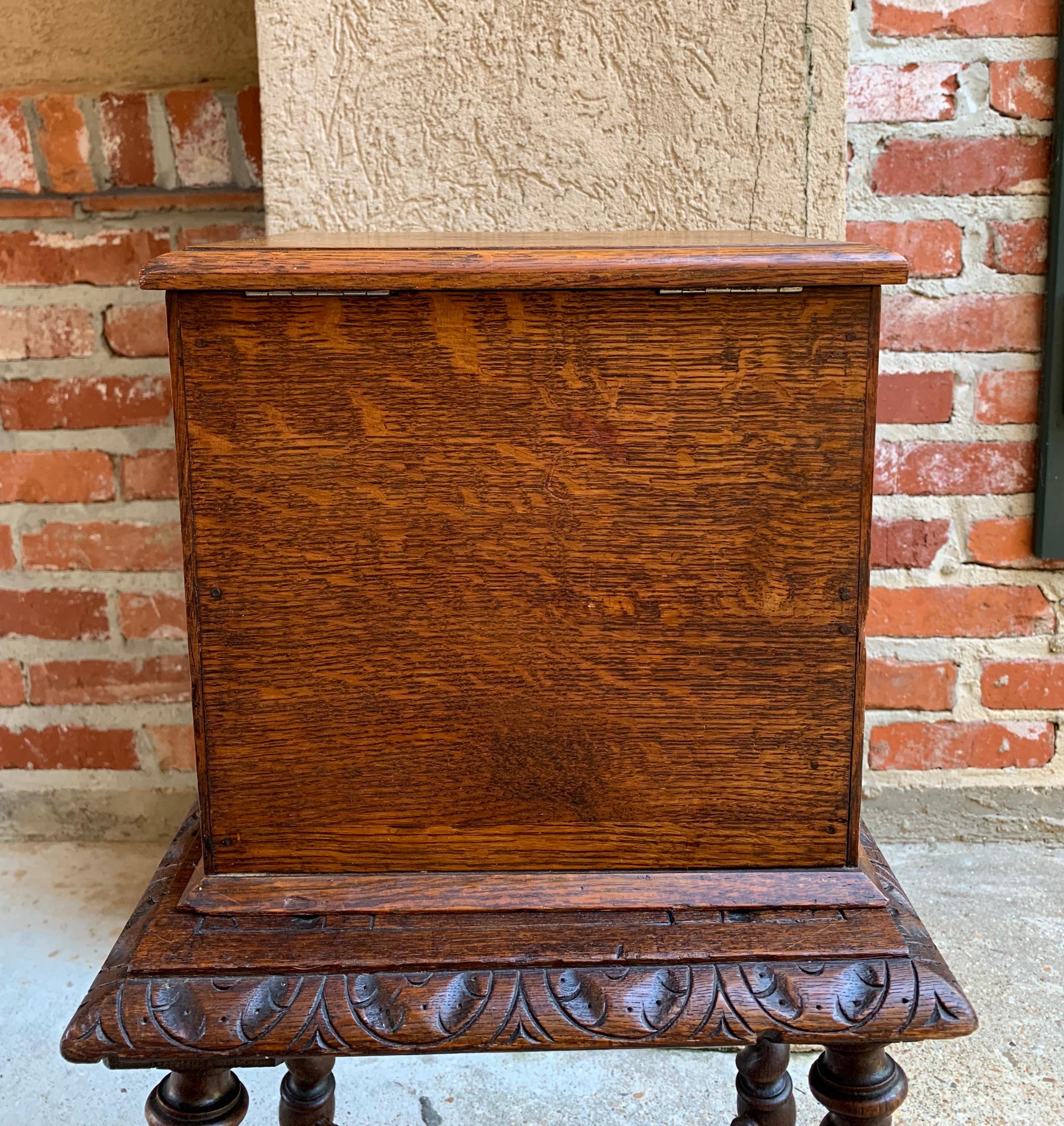 Antique English Tiger Oak Pipe Smoke Cabinet Card Game Box Humidor Double Door 6