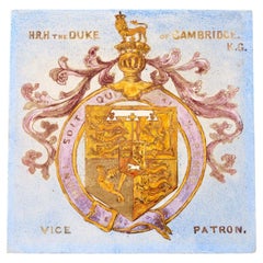 Antique English Tile Depicting Duke of Cambridge Coat of Arms