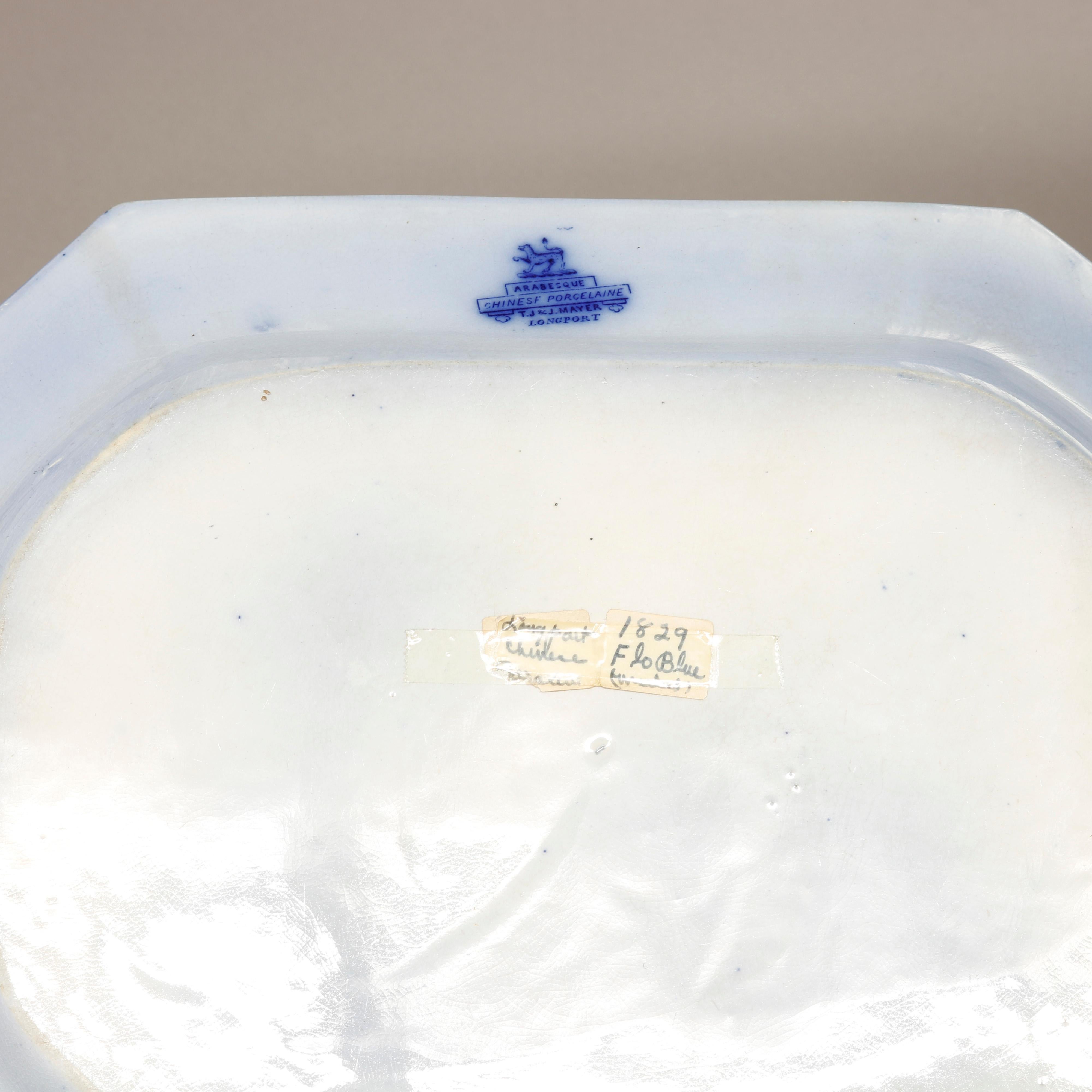 Antique English TJ&J Mayer Chinoiserie Decorated Flow Blue Platter c1830 4