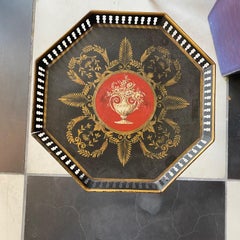 Antique English Tole Side Table Hand Painted