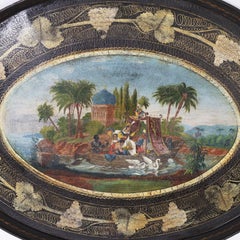 Antique English Tole Tray with Orientalist Painting