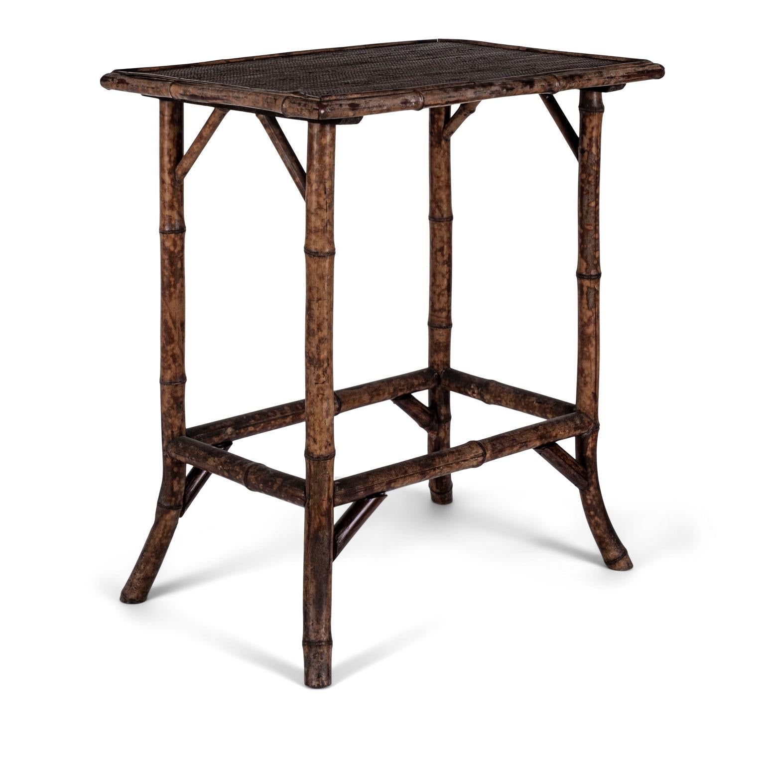 Grasscloth Antique English Tortoise Shell Bamboo Side Table