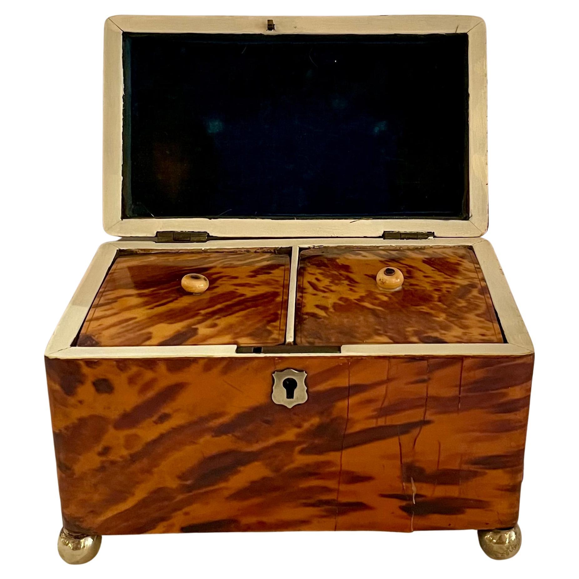 A beautiful tea caddy.  The tortorise shell color is perfection.