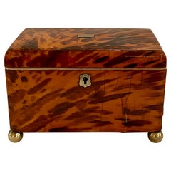 Antique English Tortoise Shell Tea Caddy