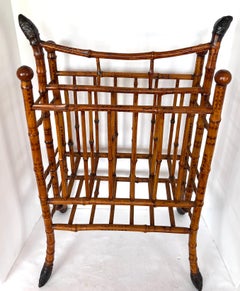 Antique English Tortoiseshell Root Bamboo Magazine Holder, C.1900