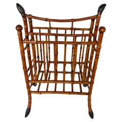 Antique English Tortoiseshell Root Bamboo Magazine Holder, C.1900