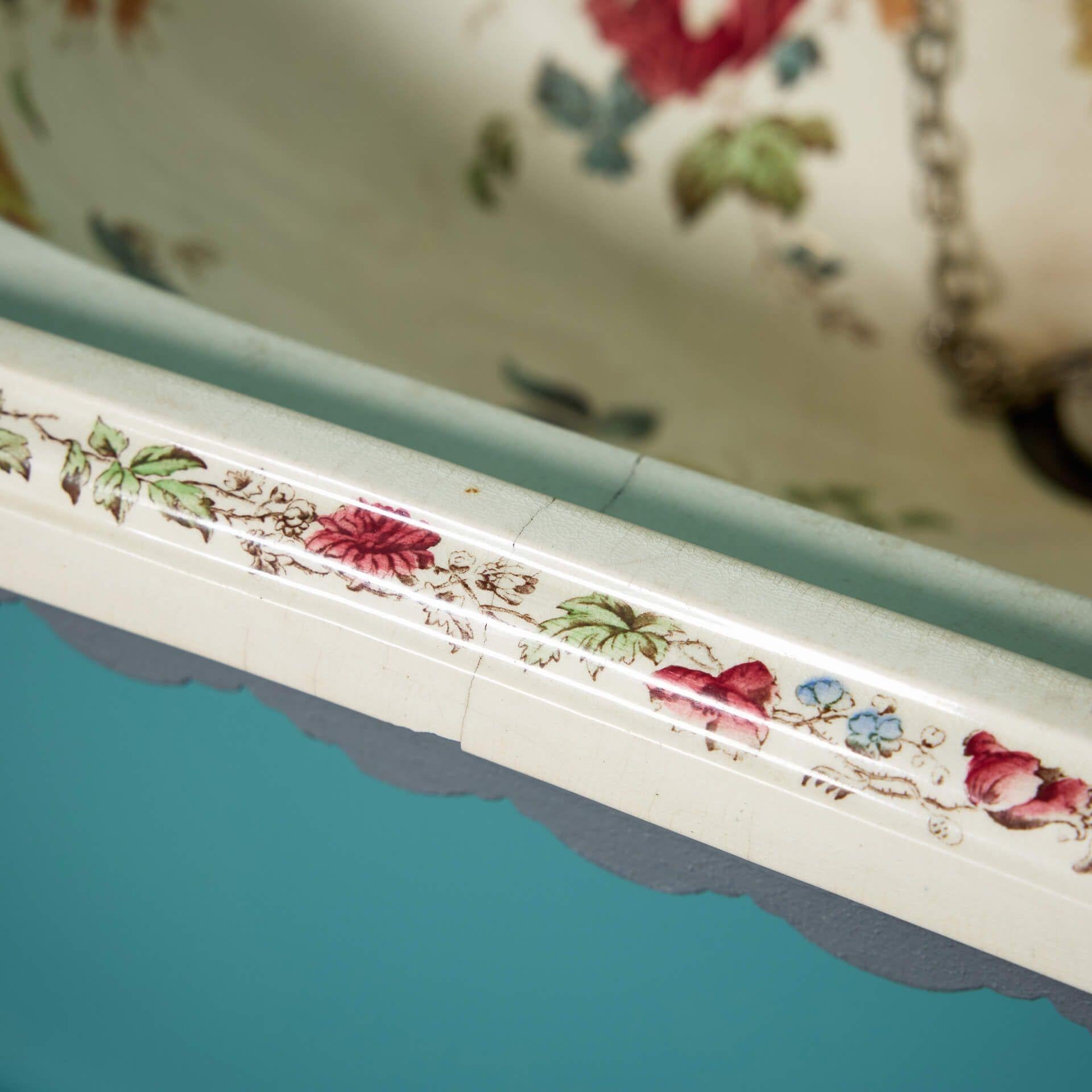 Victorian Antique English Transfer Printed Wash Basin For Sale