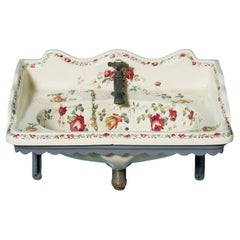 Aquarelle de toilette anglaise ancienne imprimée par transfert