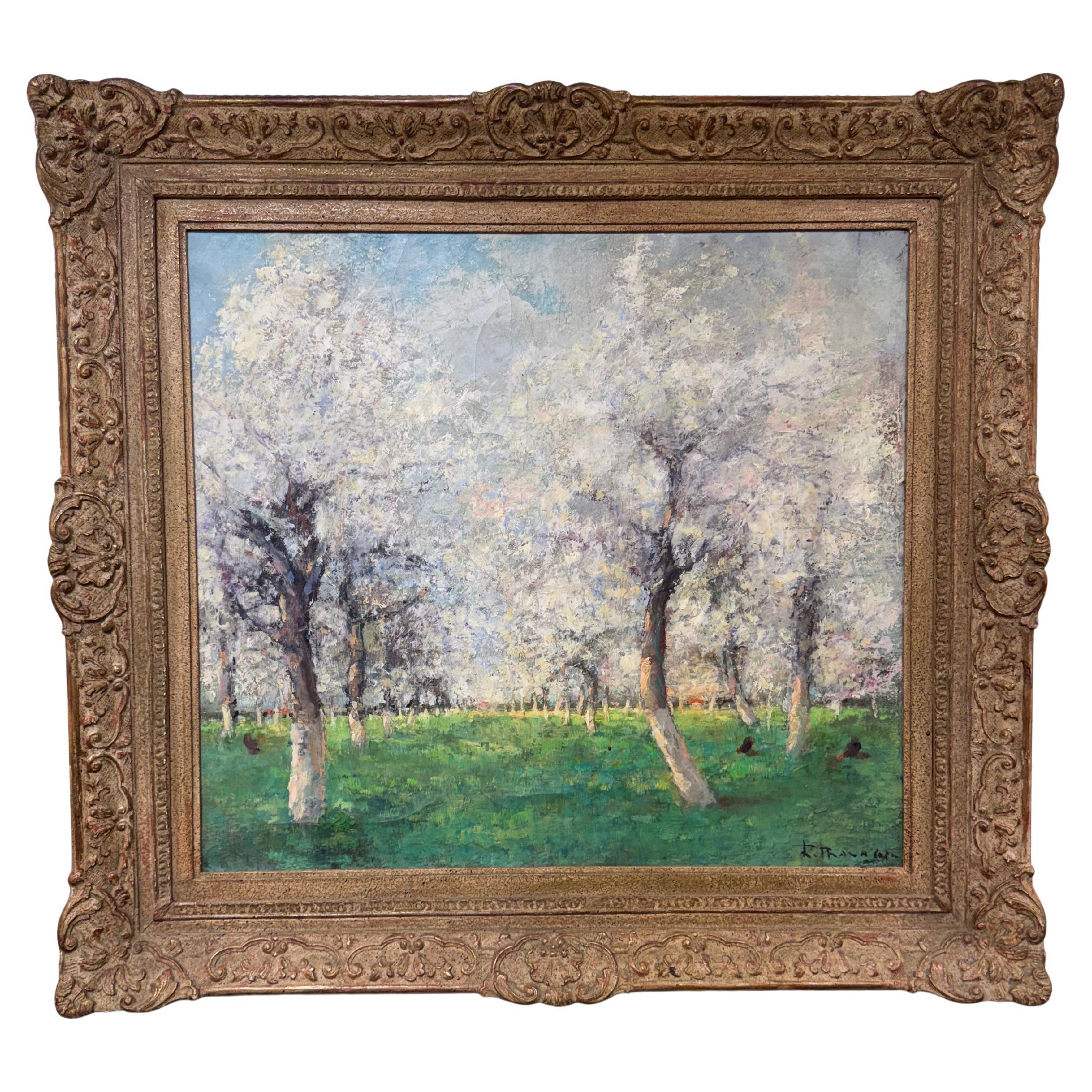 Antique English Tree Scape Oil on Canvas