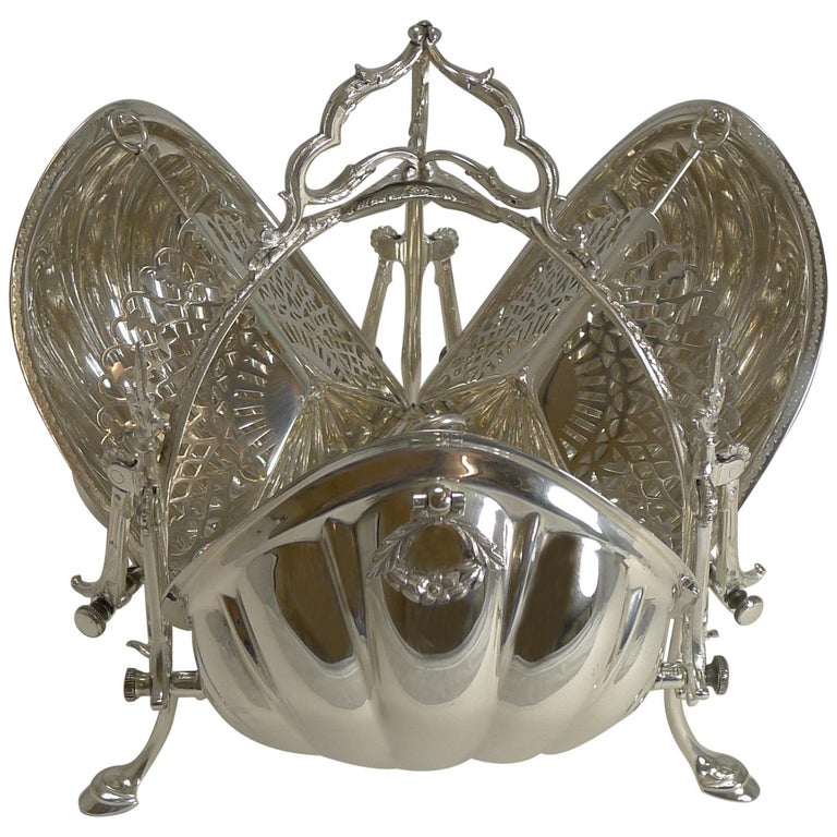 Antique English Triple Folding Staniforth Biscuit Box by Fenton