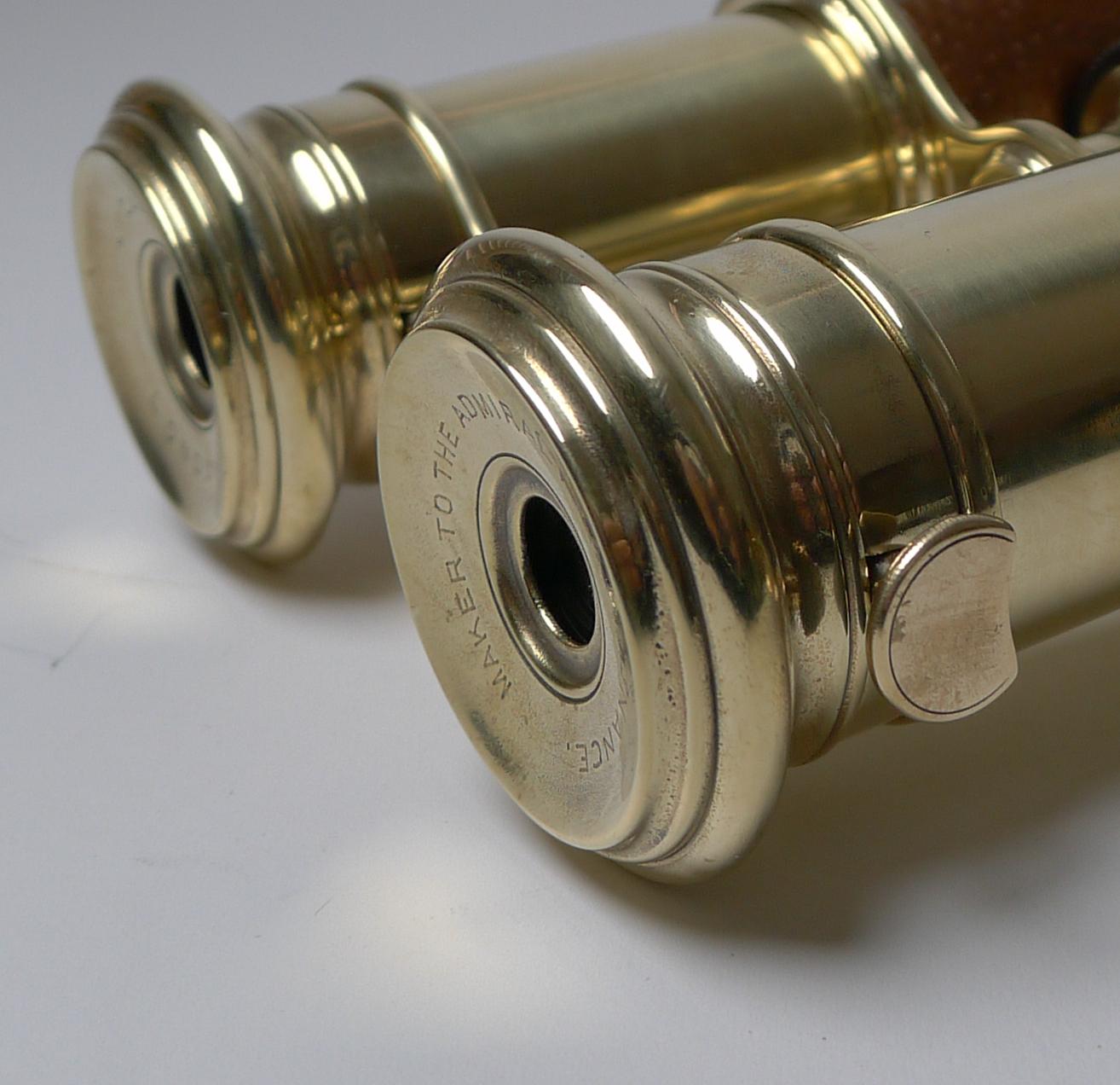 Brass Antique English Triple Optic Binoculars, Marine / Theatre / Field c.1900