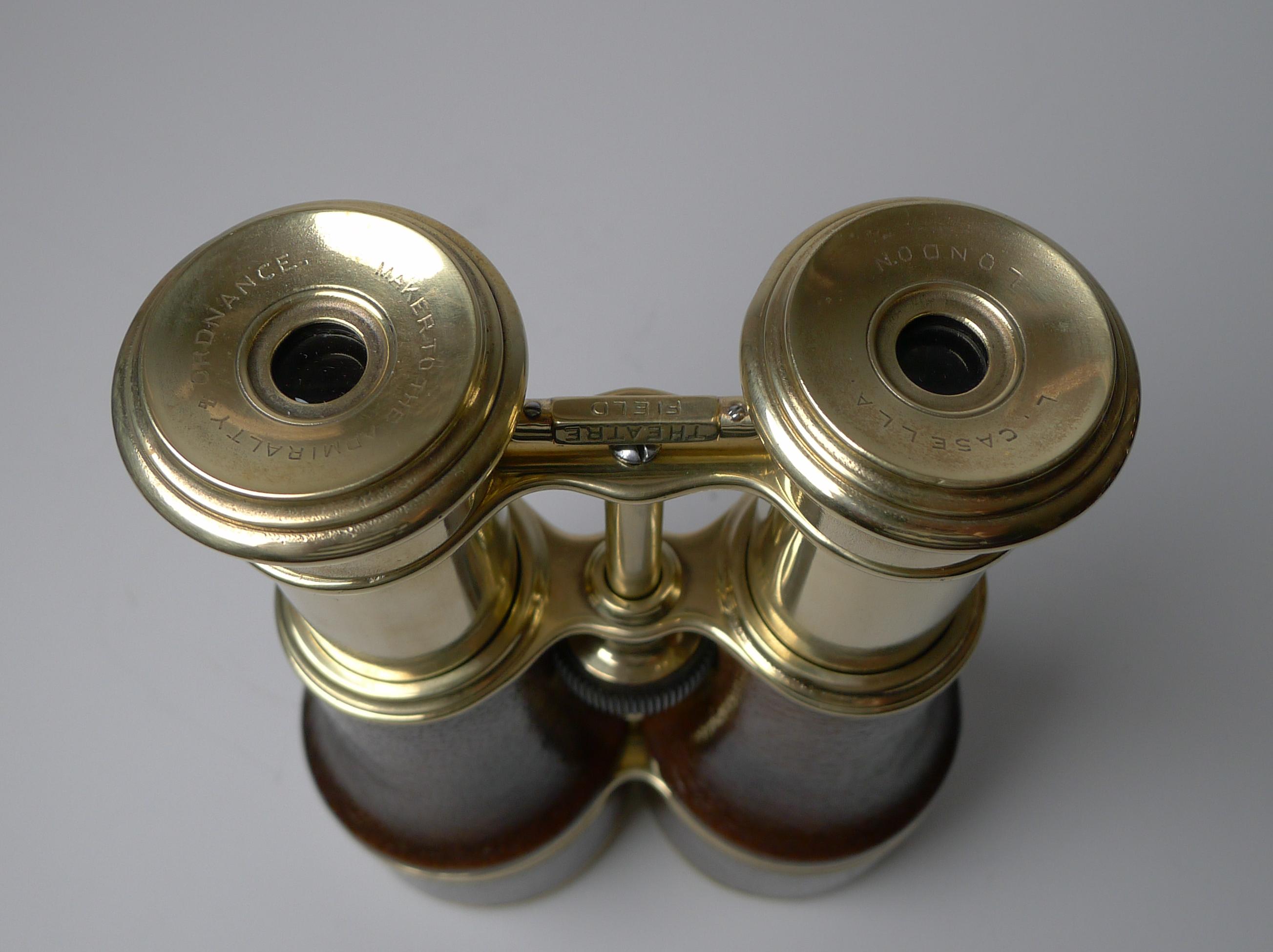 Antique English Triple Optic Binoculars, Marine / Theatre / Field c.1900 1