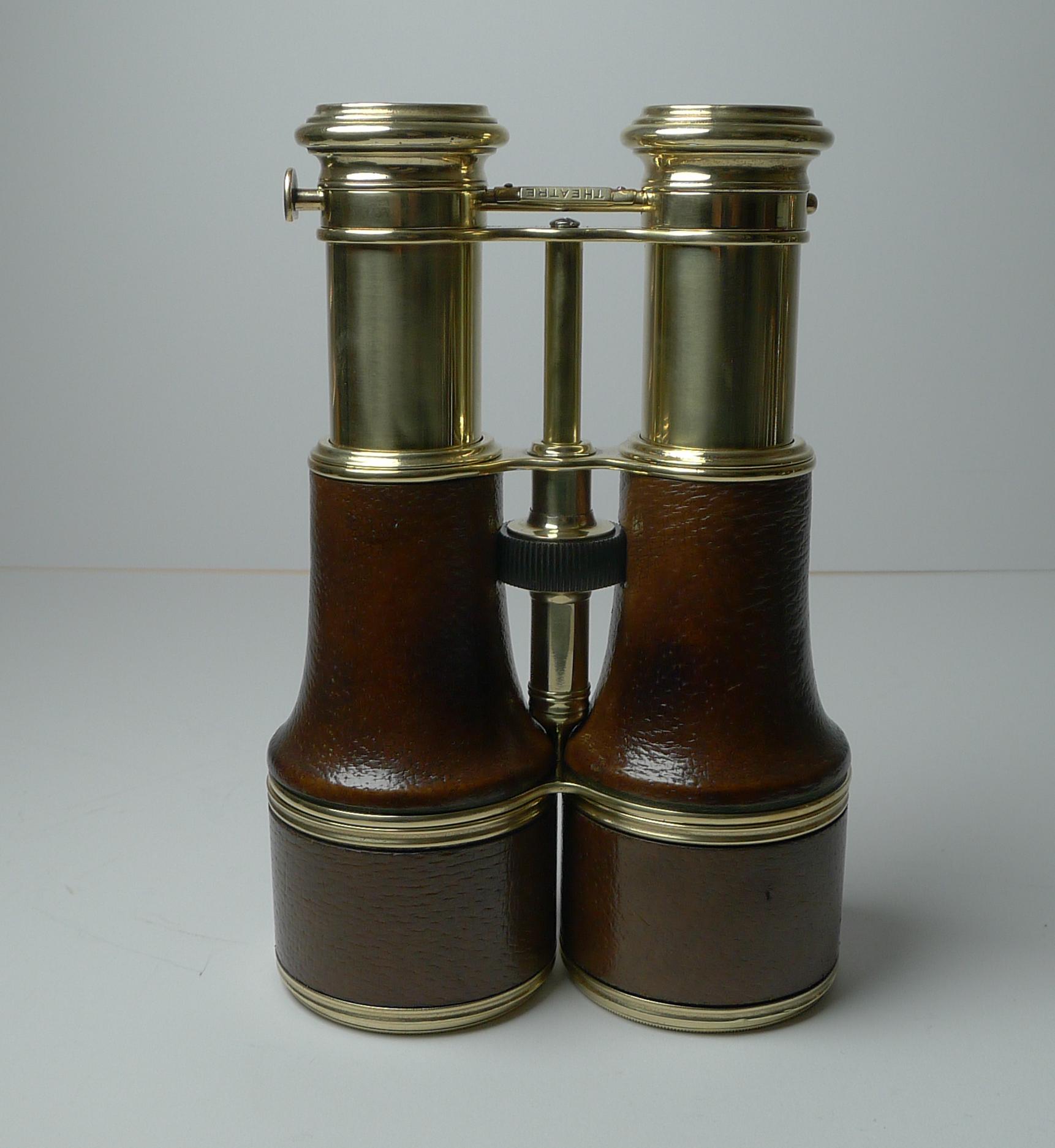 Antique English Triple Optic Binoculars, Marine / Theatre / Field c.1900 2