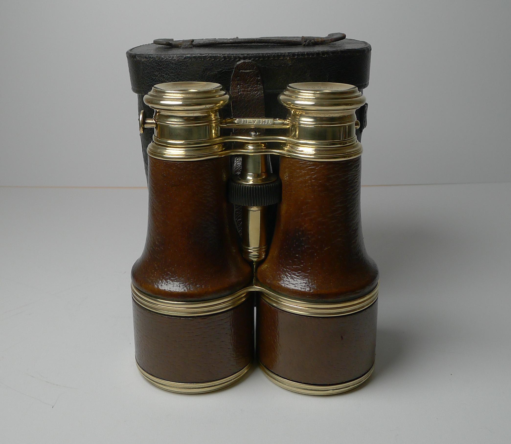 Antique English Triple Optic Binoculars, Marine / Theatre / Field c.1900 3