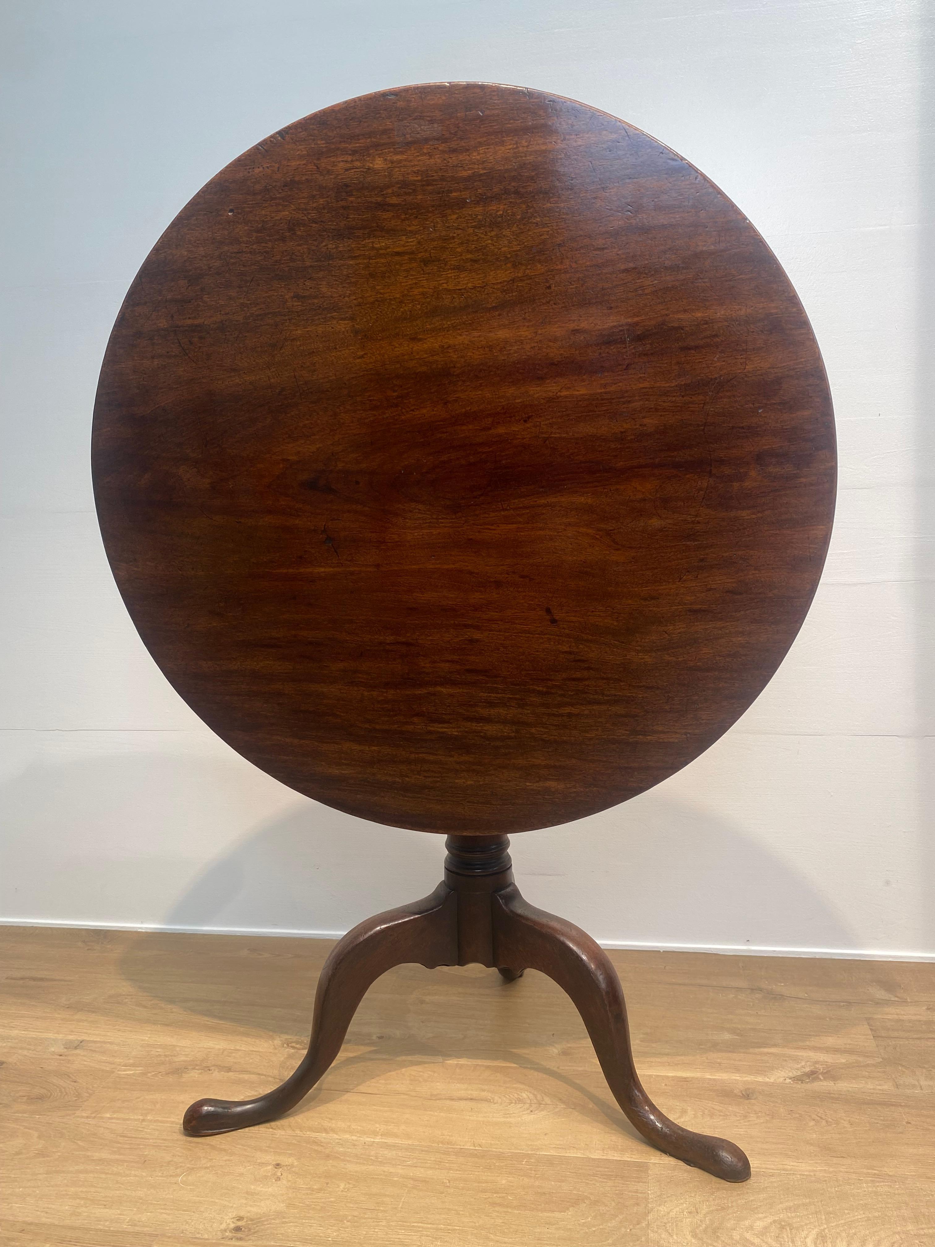 Polished Antique English Tripod Table For Sale