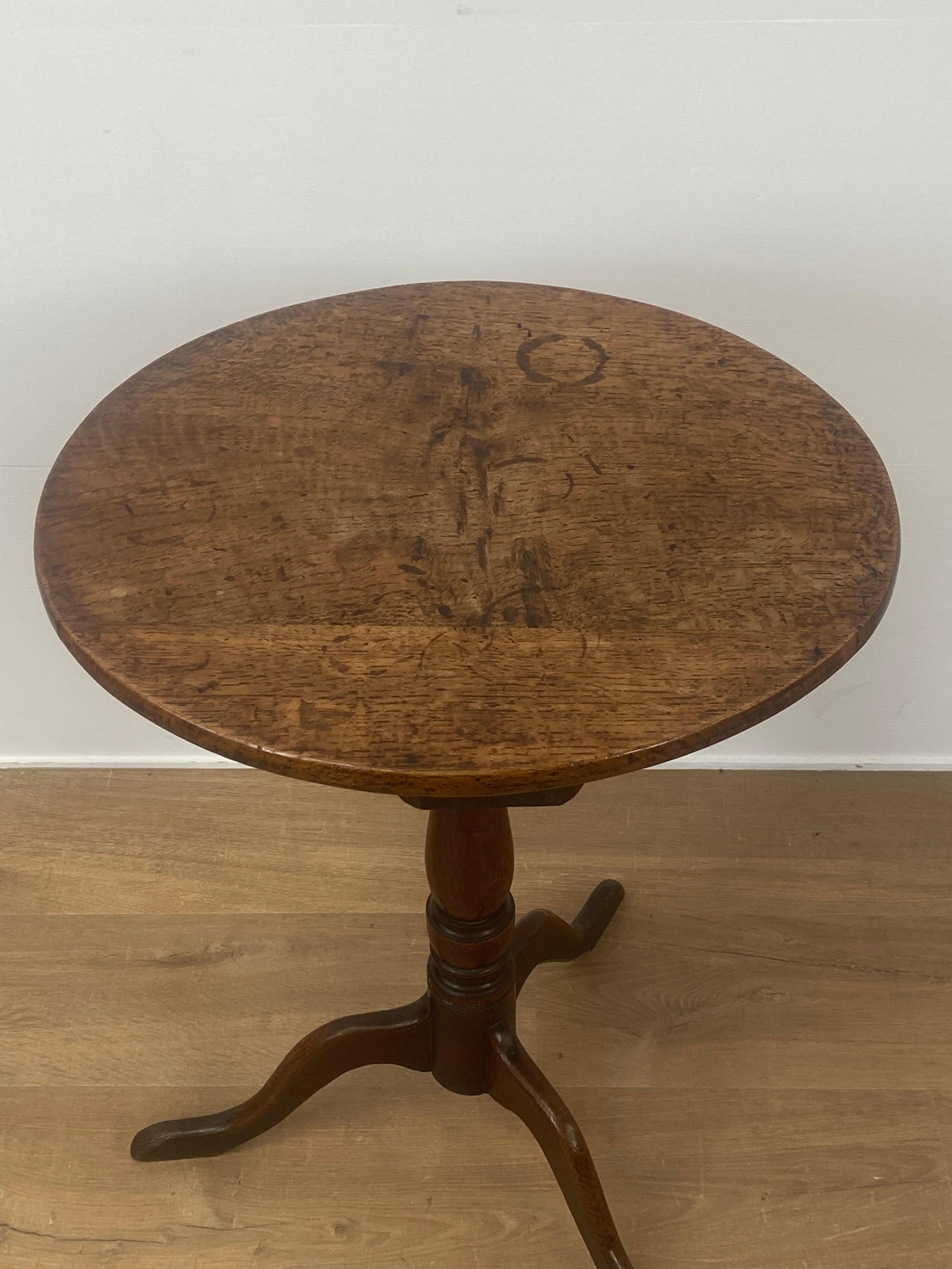 British Antique, English Tripod Table in Oak For Sale
