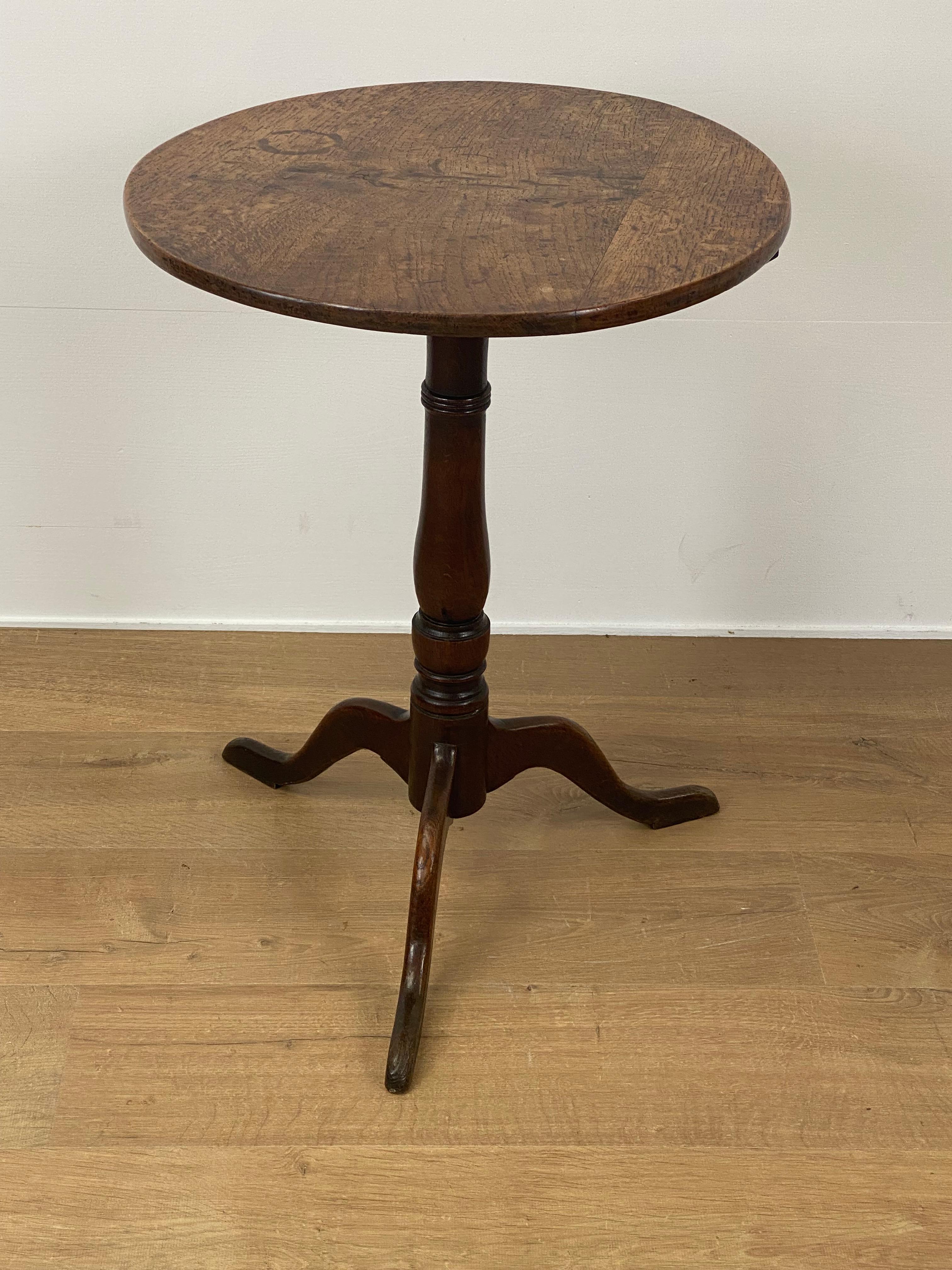 Late 18th Century Antique, English Tripod Table in Oak For Sale