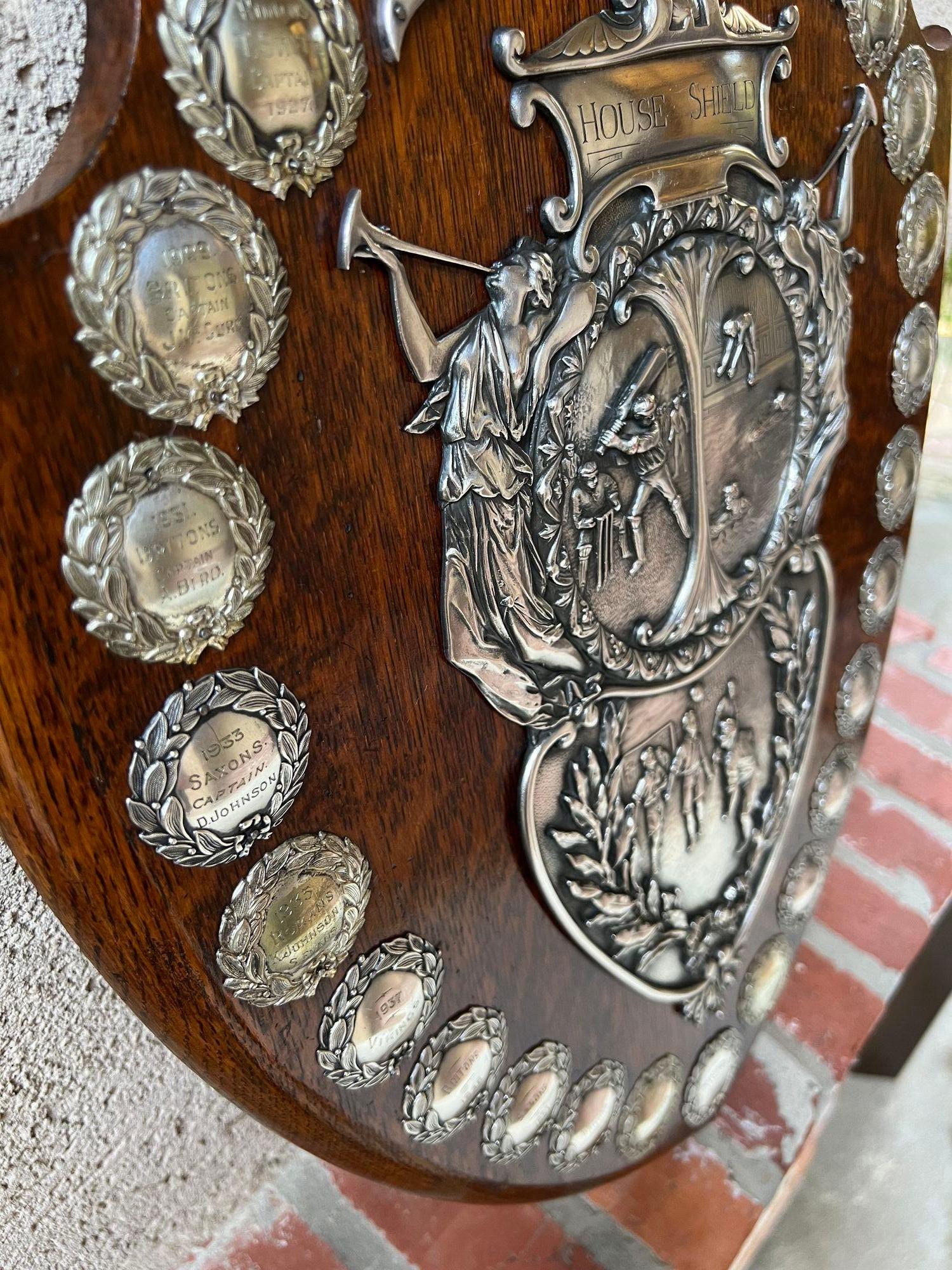 Antique English Trophy Baseball Soccer Swimming Award Plaque Repousse c1926 For Sale 5