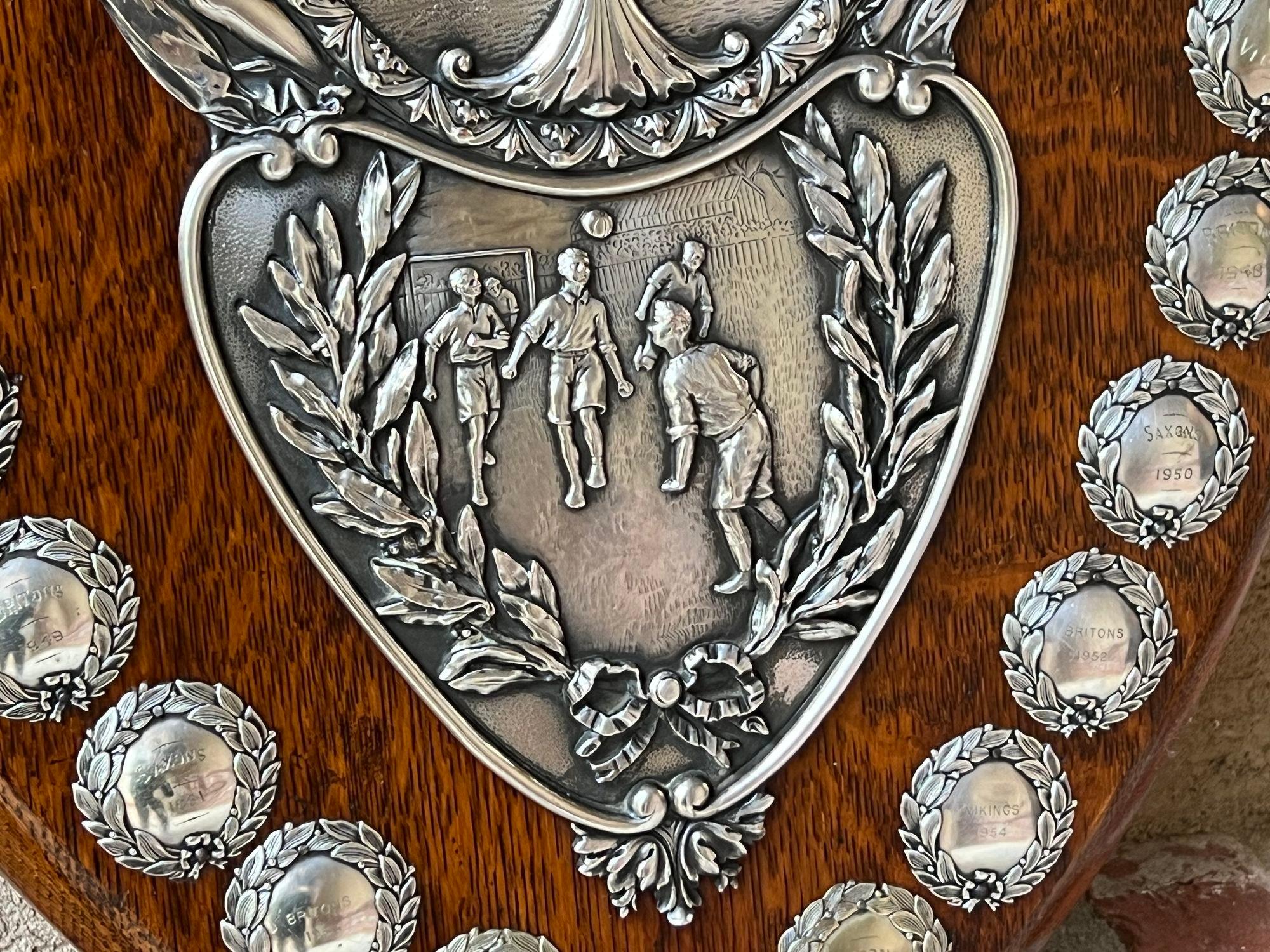 Antique English Trophy Baseball Soccer Swimming Award Plaque Repousse c1926 For Sale 9